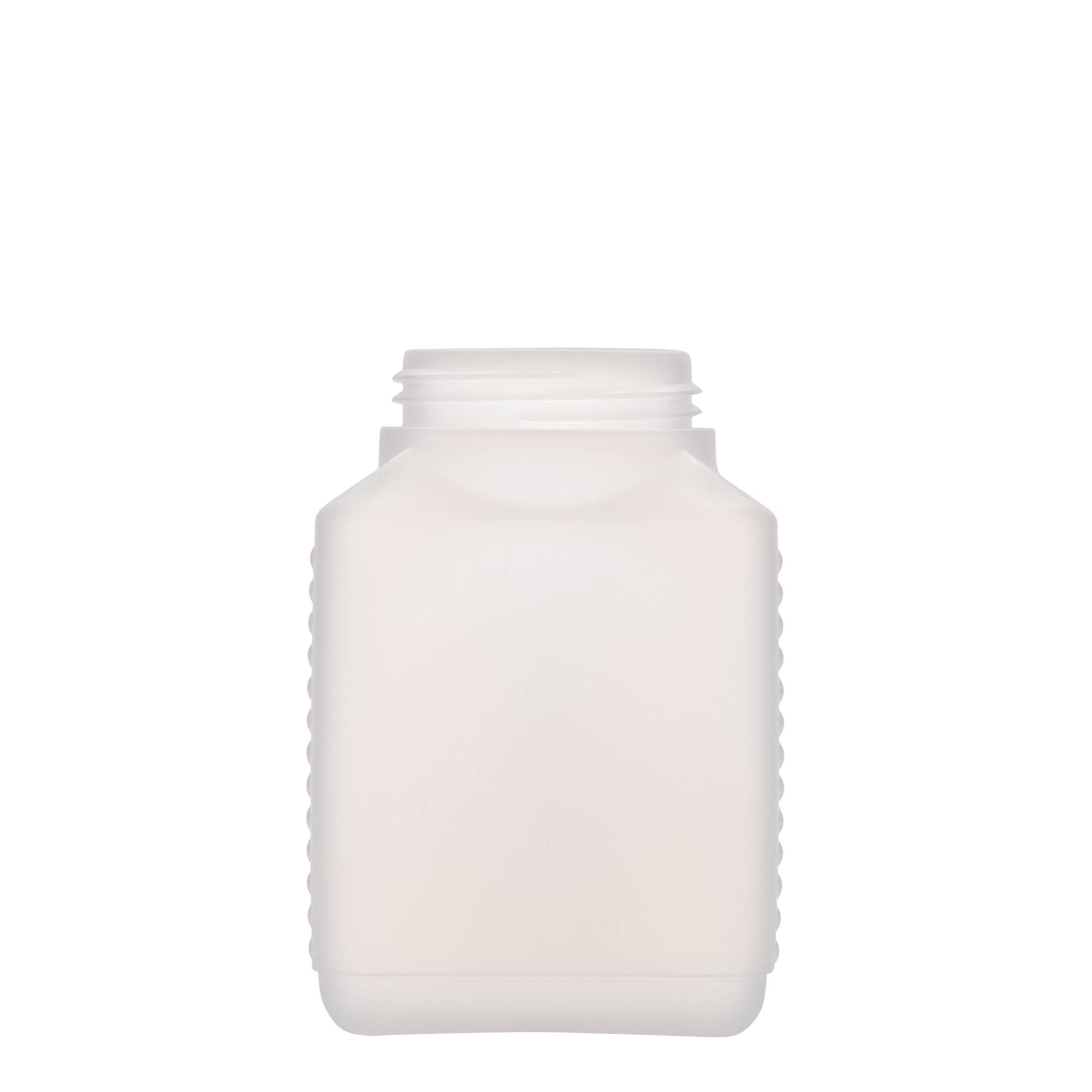 500 ml wide-neck bottle, rectangular, HDPE plastic, natural, opening: DIN 60 EPE