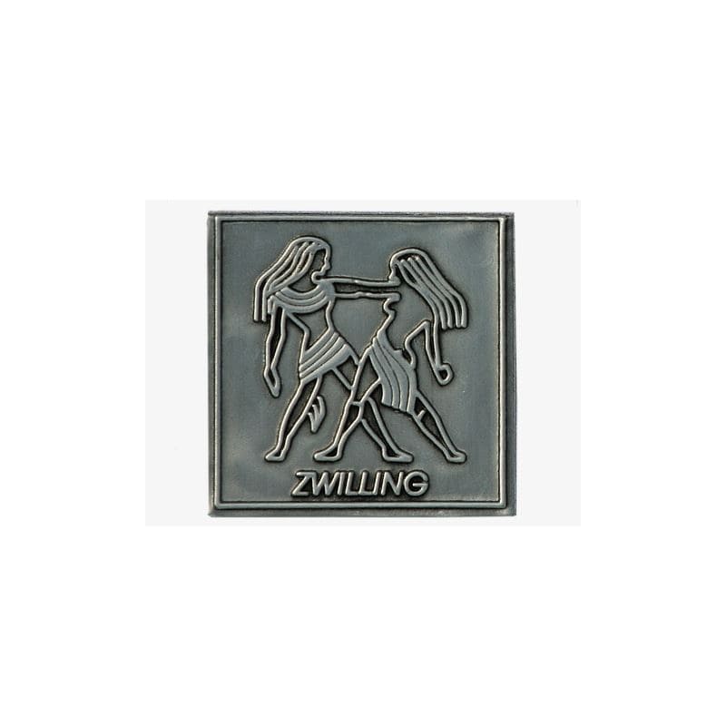 Tin label 'Zwilling', square, metal, silver Tin label 'Zwilling', square, metal, silver