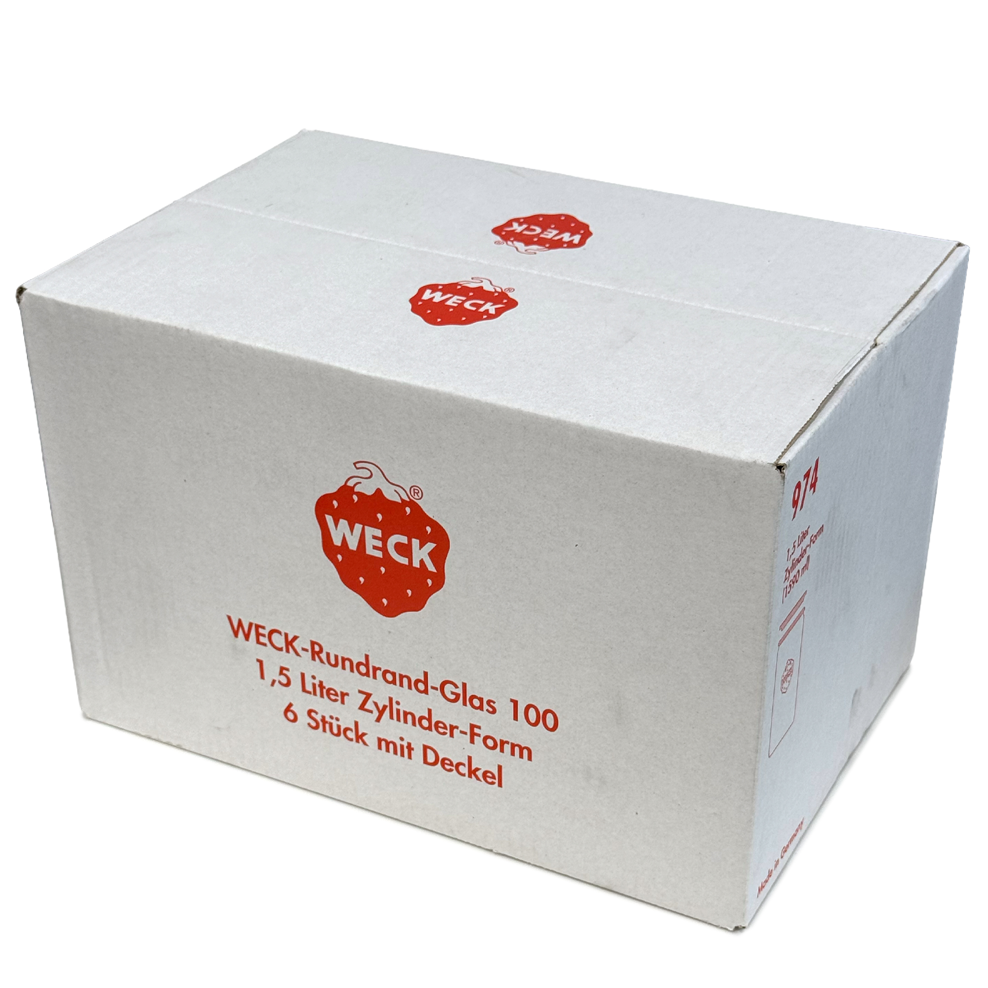 6x 1575 ml WECK cylinder jar with glass lid RR 100