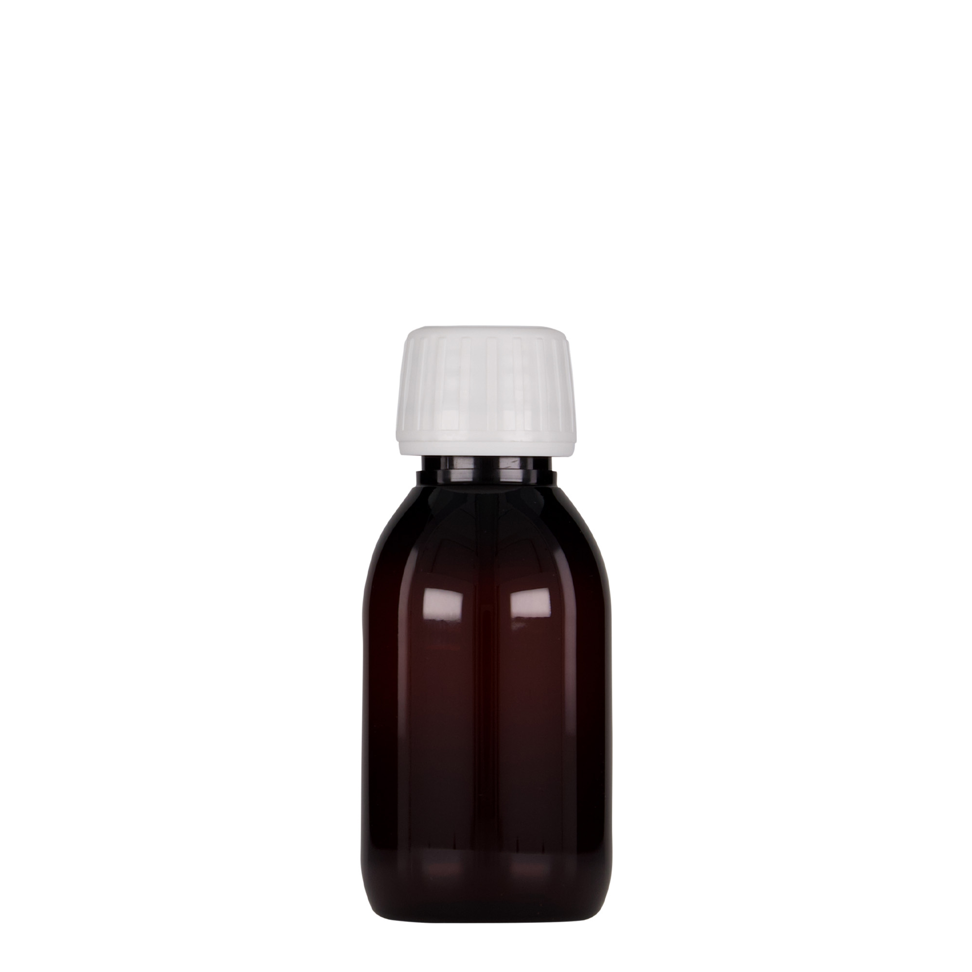 100 ml PET medical bottle, brown, plastic, opening: PP 28 100 ml PET medical bottle, brown, plastic, opening: PP 28