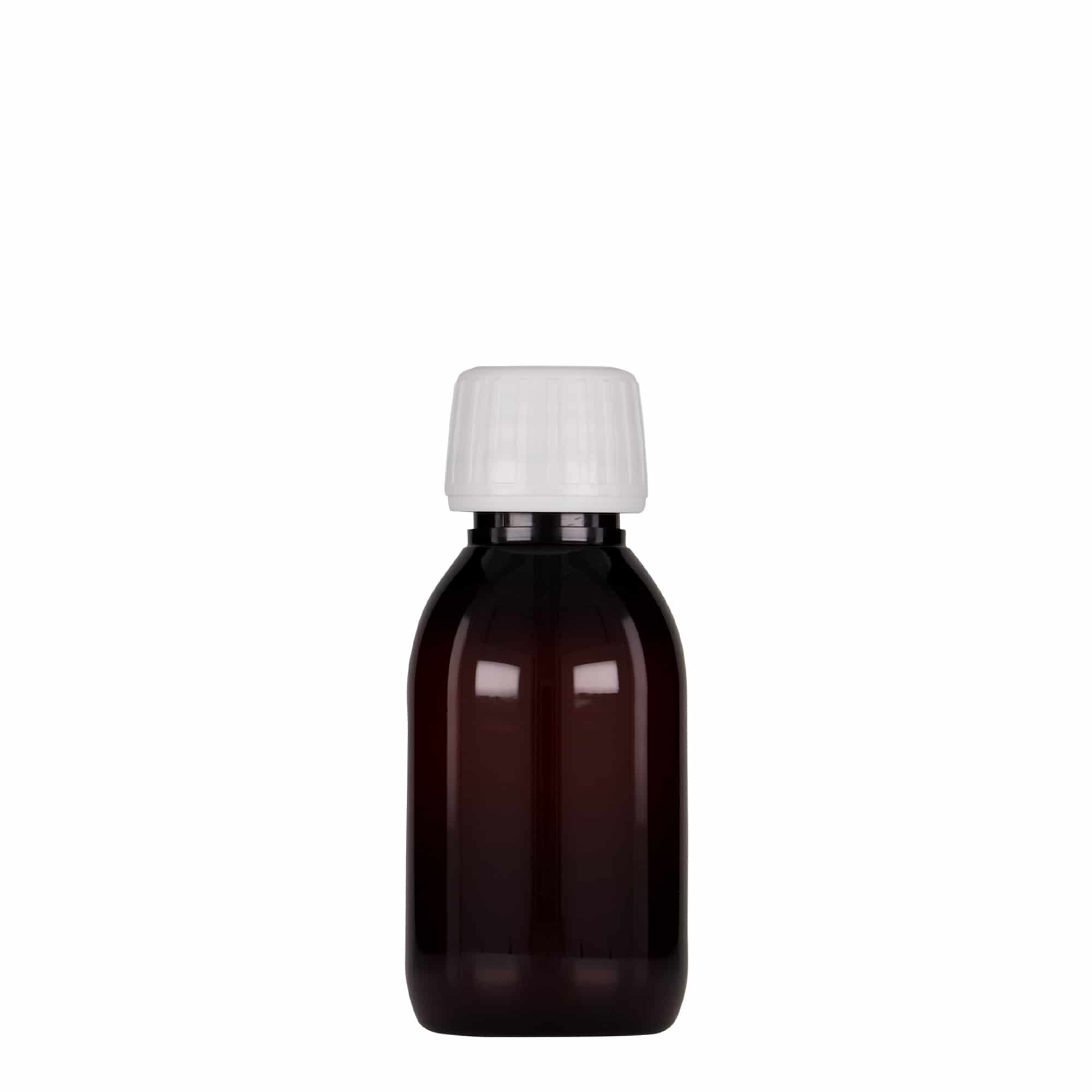 100 ml PET medical bottle, brown, plastic, opening: PP 28