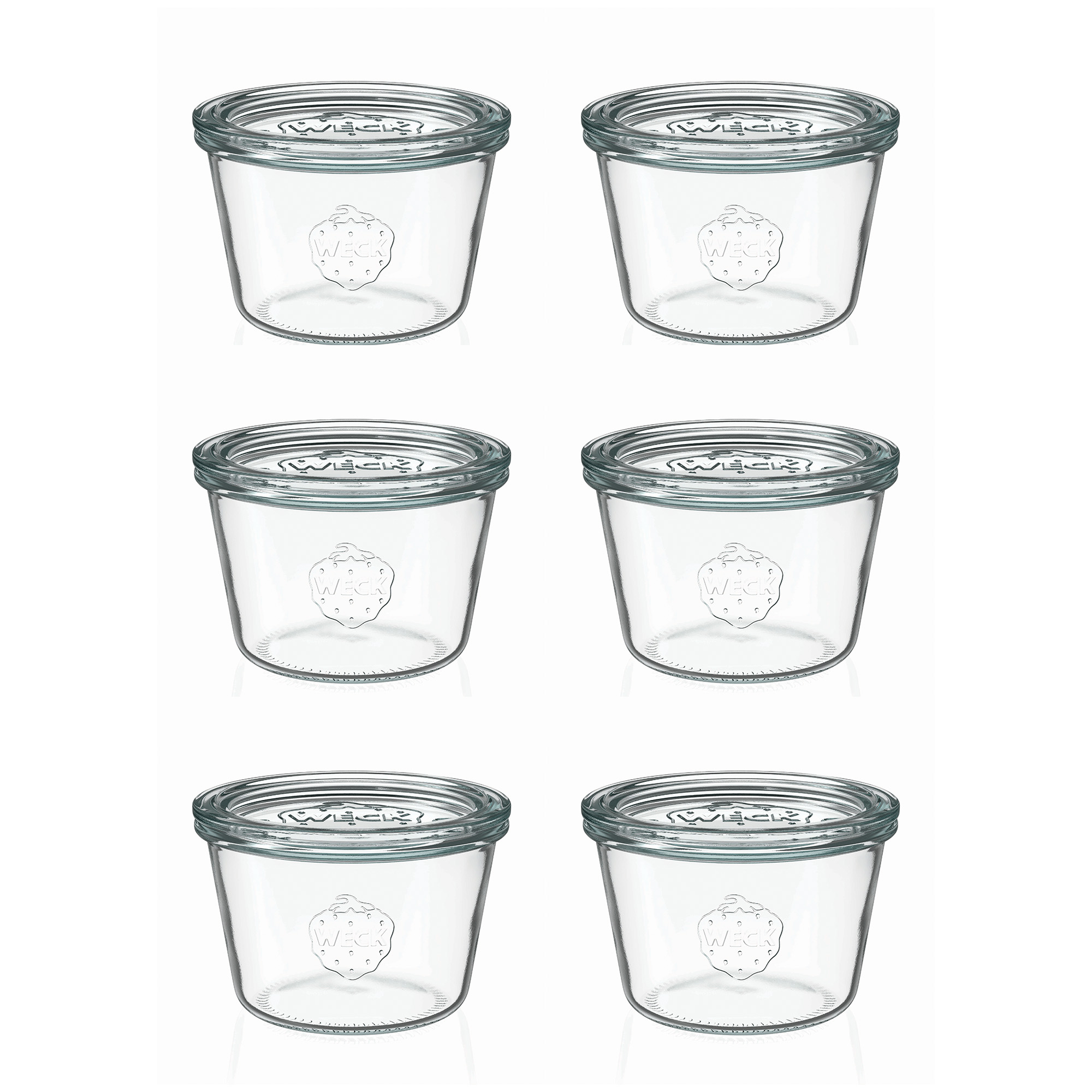 6x 370 ml WECK inverted jar with glass lid RR 100