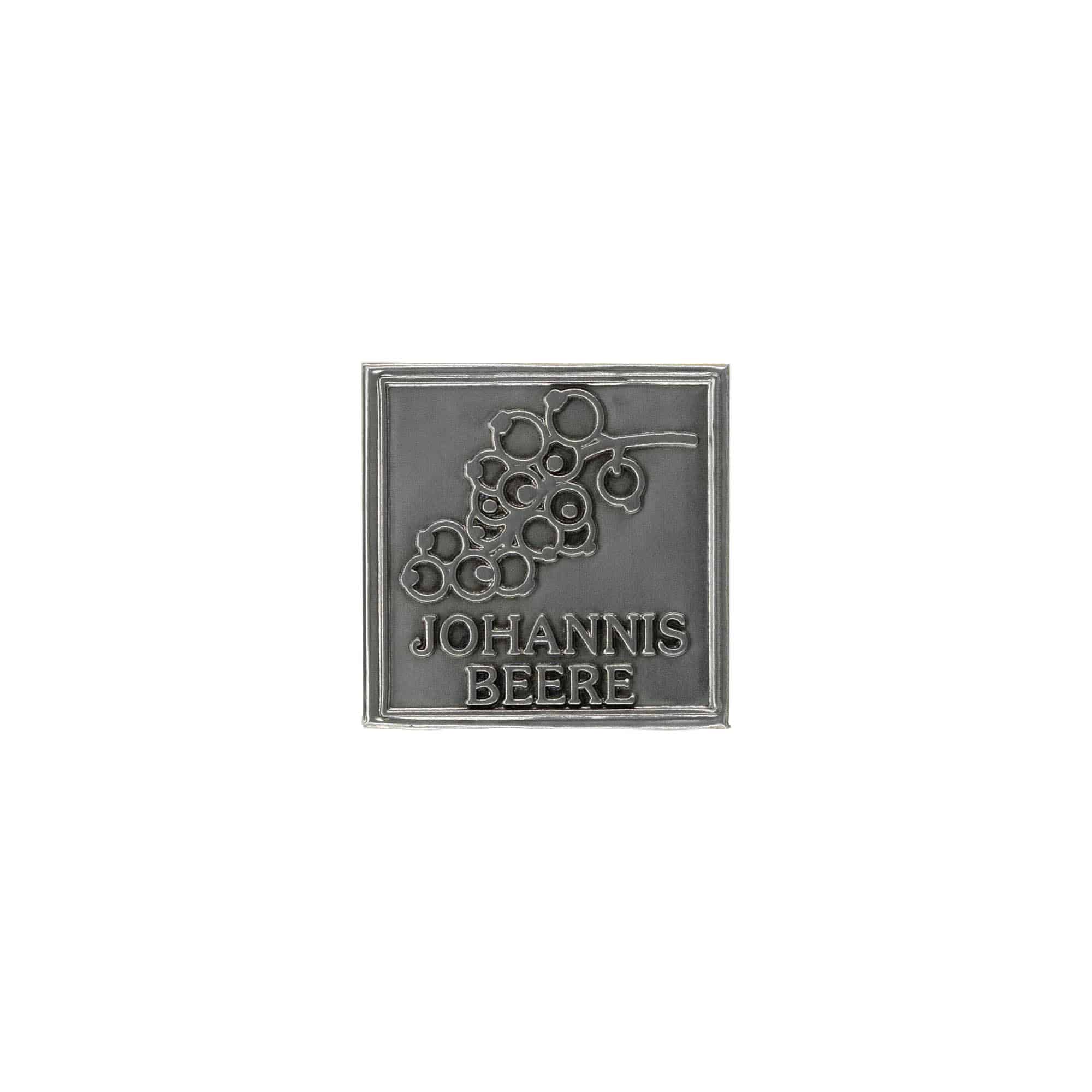 Tin label 'Currant', square, metal, silver