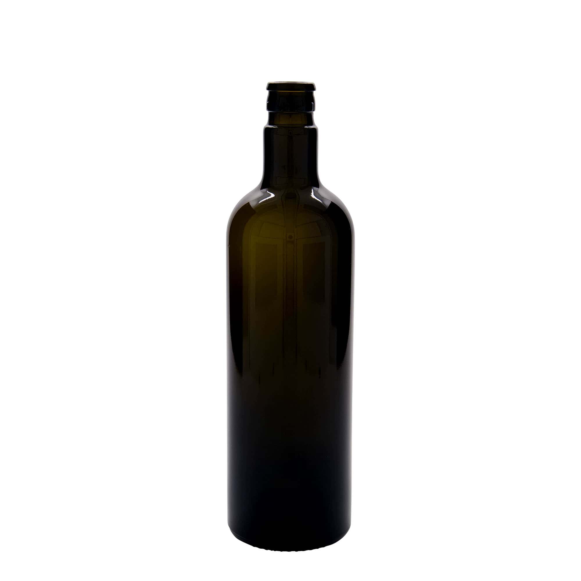 750 ml vinegar/oil bottle 'Willy New', glass, antique green, opening: DOP