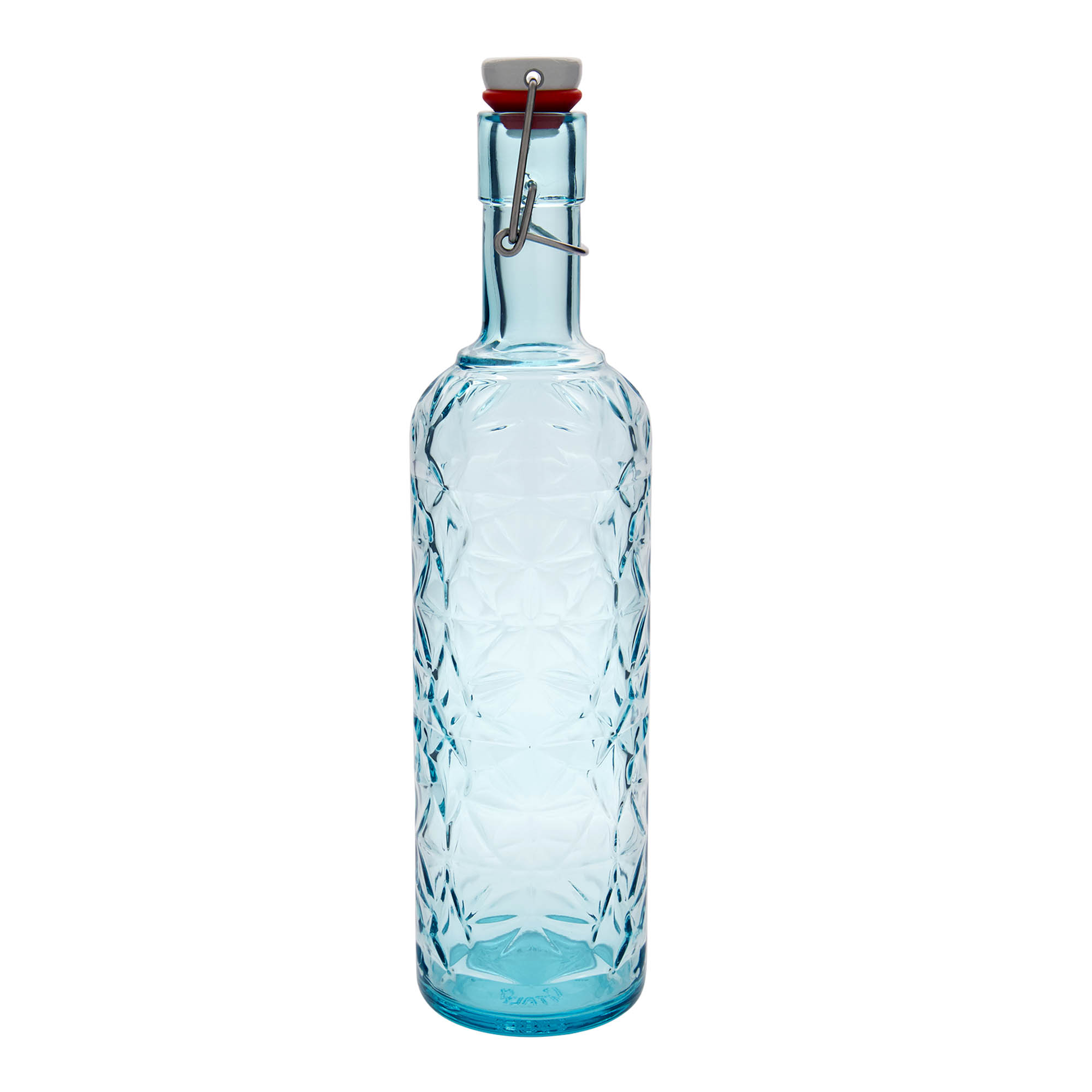 1,000 ml glass bottle ‘Oriente’, azure blue, opening: swing top closure