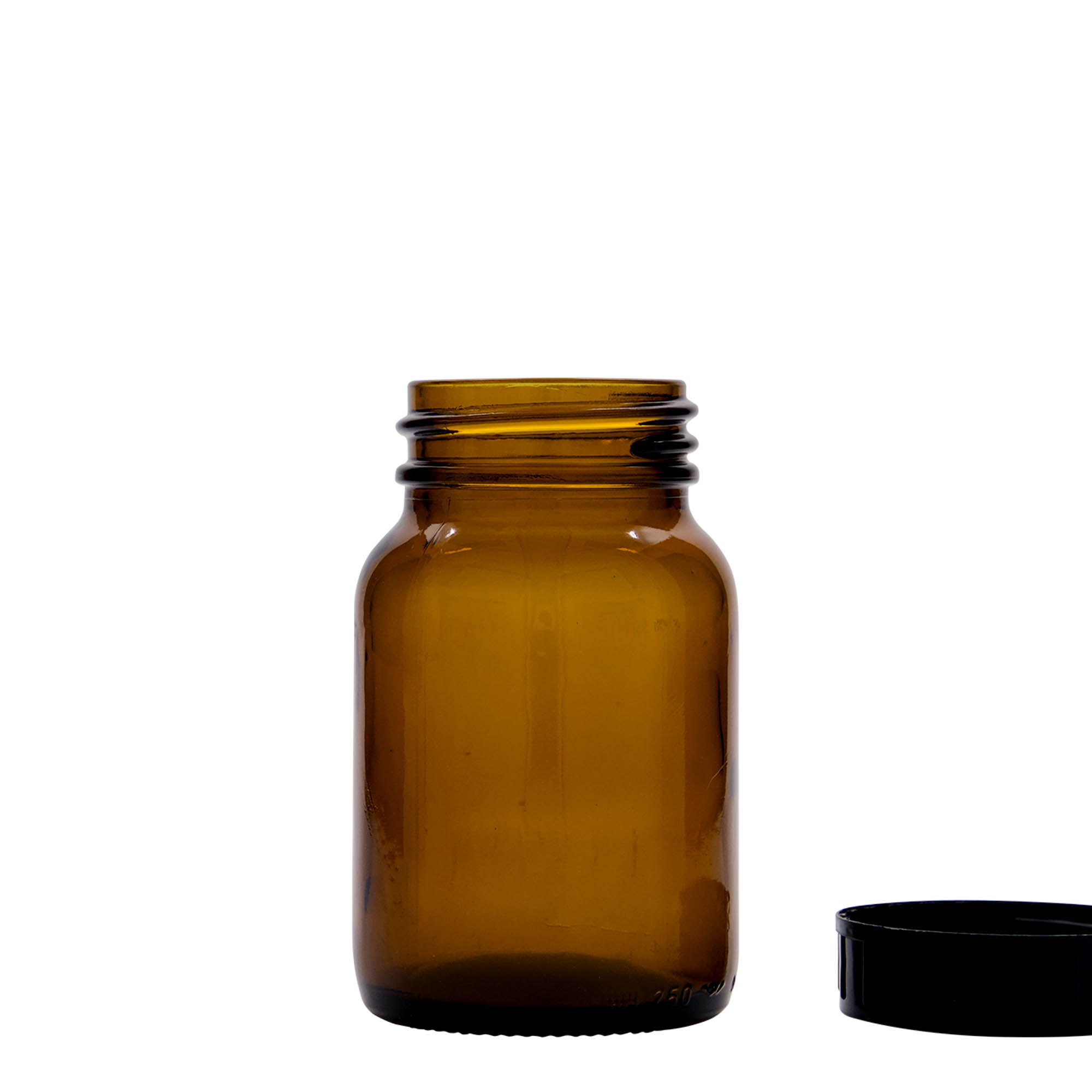 250 ml wide-neck jar, brown, opening: DIN 55 250 ml wide-neck jar, brown, opening: DIN 55