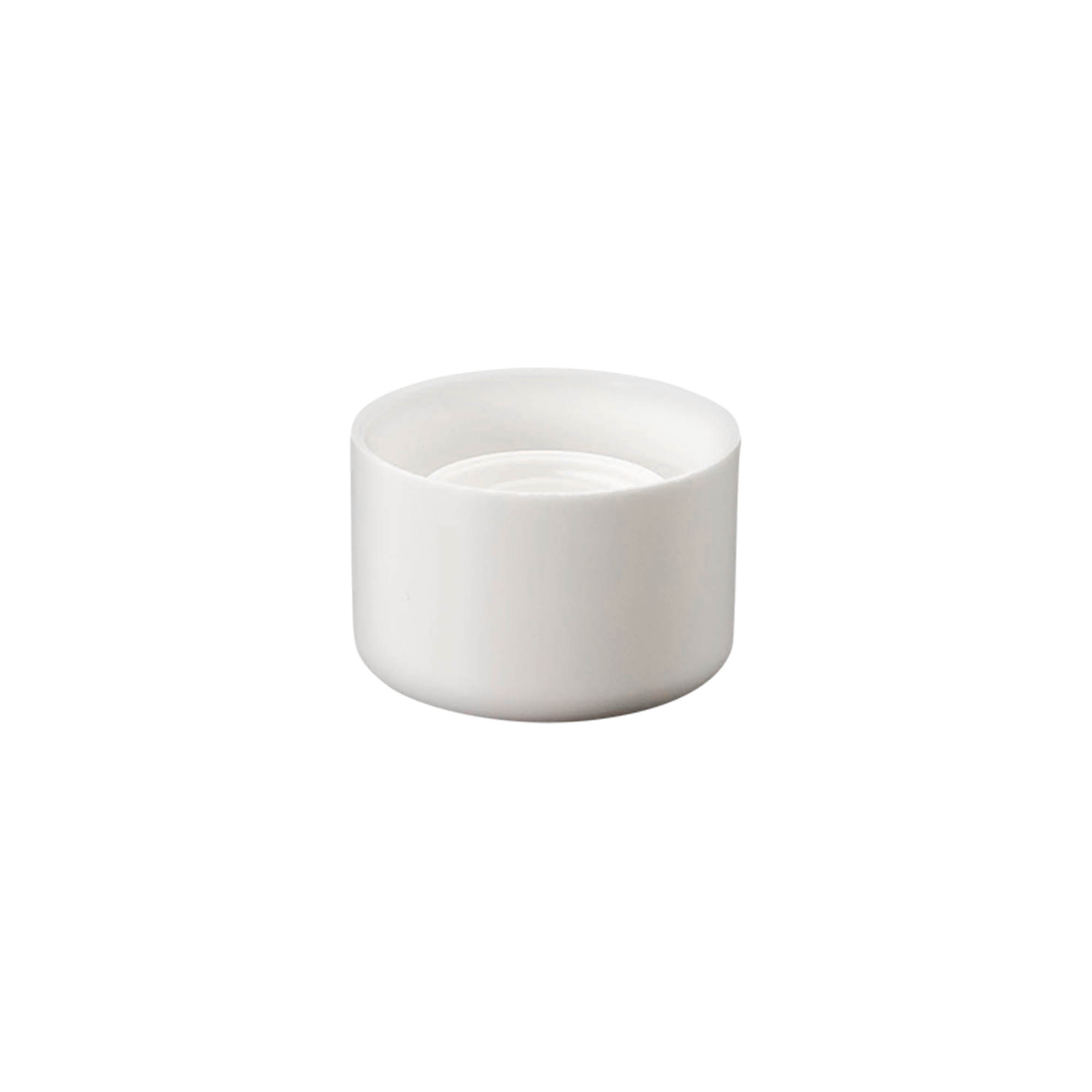 Screw cap round bottle with syringe insert, PE plastic, white, for opening: DIN 18 Screw cap round bottle with syringe insert, PE plastic, white, for opening: DIN 18