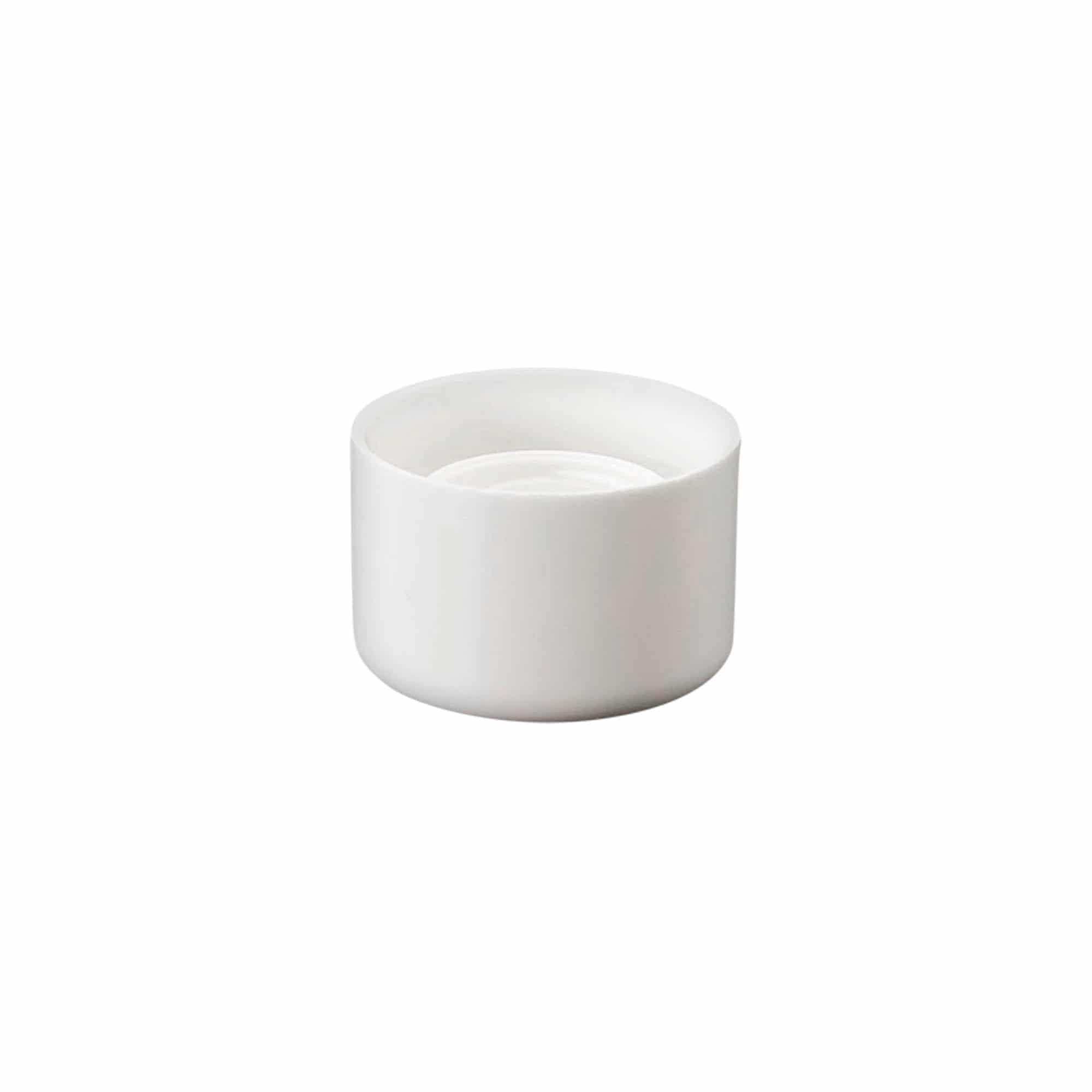 Screw cap round bottle with syringe insert, PE plastic, white, for opening: DIN 18