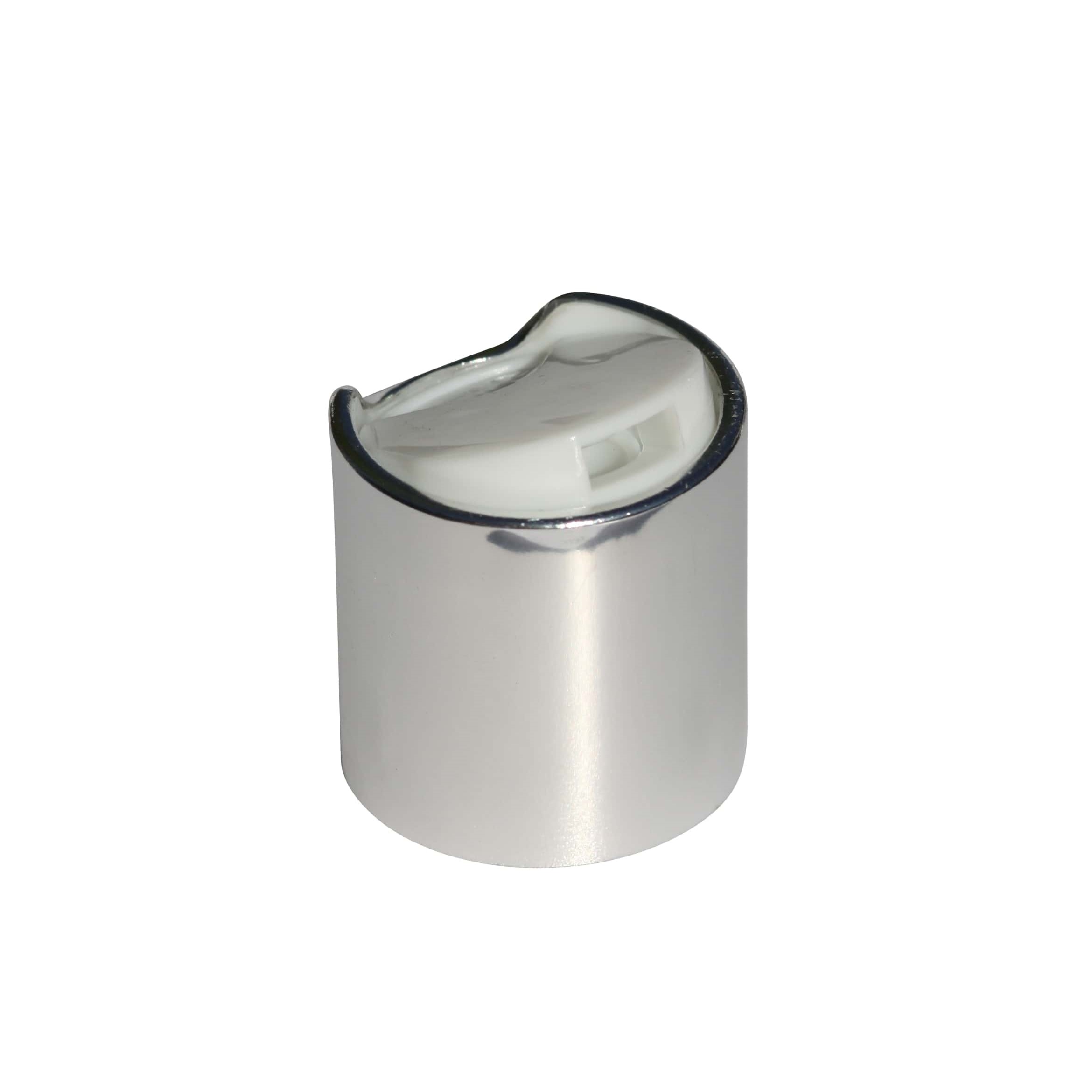 Screw cap with disc top, PP plastic, silver, for opening: GPI 24/410