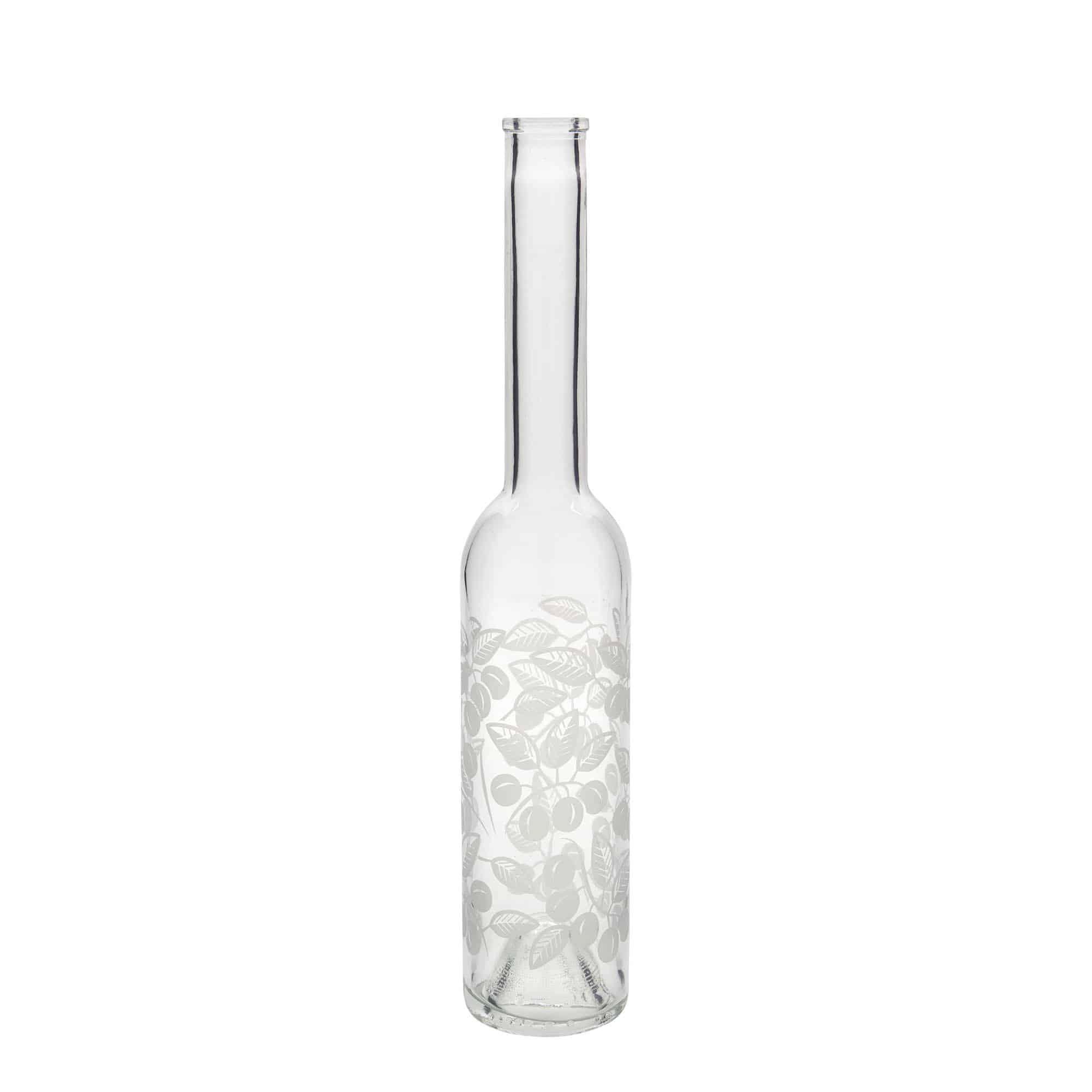 350 ml glass bottle 'Opera', design: Mirabelle plums, opening: cork