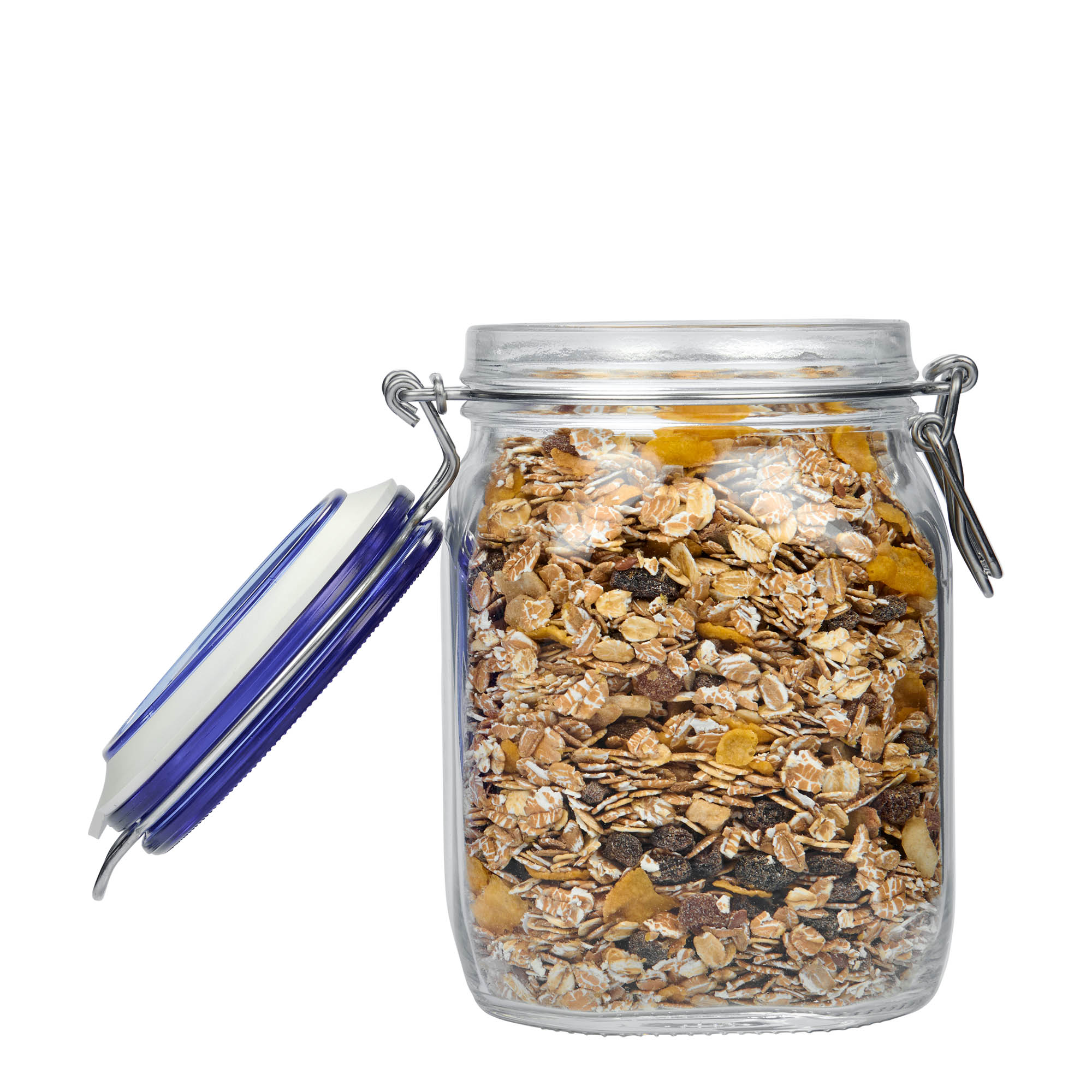 1,000 ml swing-top jar ‘Fido’ Blue Top, square, opening: swing-top closure