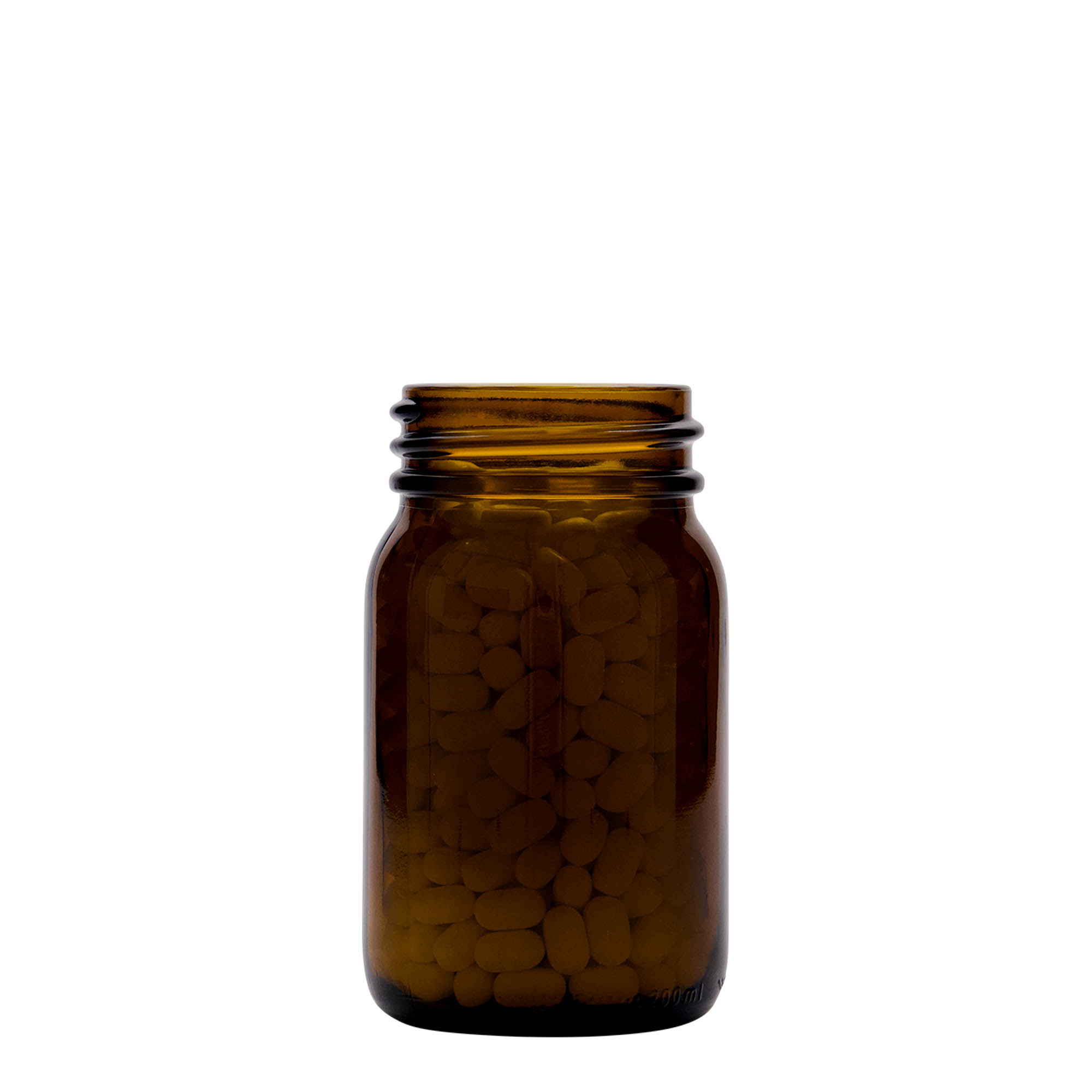 200 ml wide-neck glass, brown, opening: DIN 55 200 ml wide-neck glass, brown, opening: DIN 55