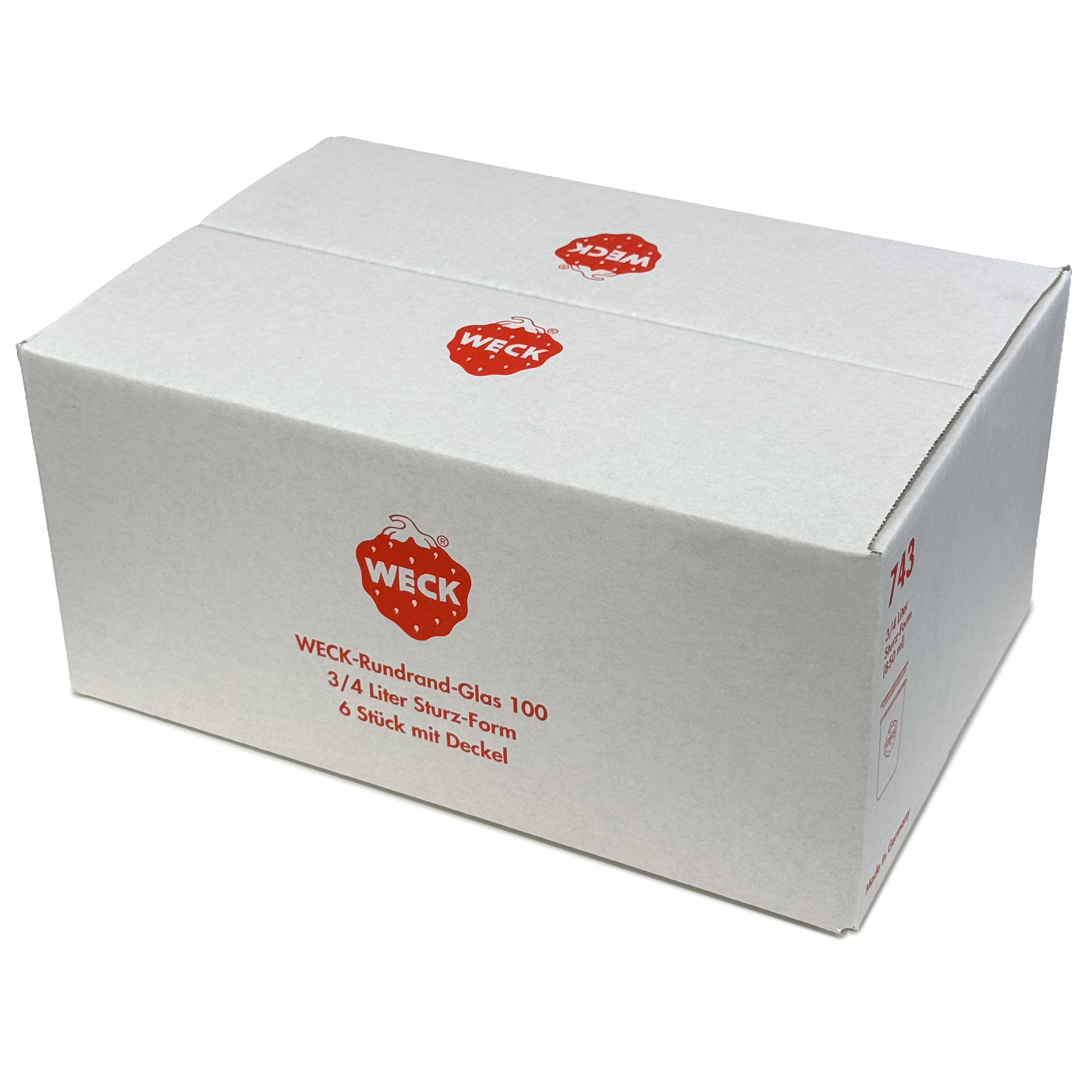 6x 850 ml WECK inverted jar with glass lid RR 100