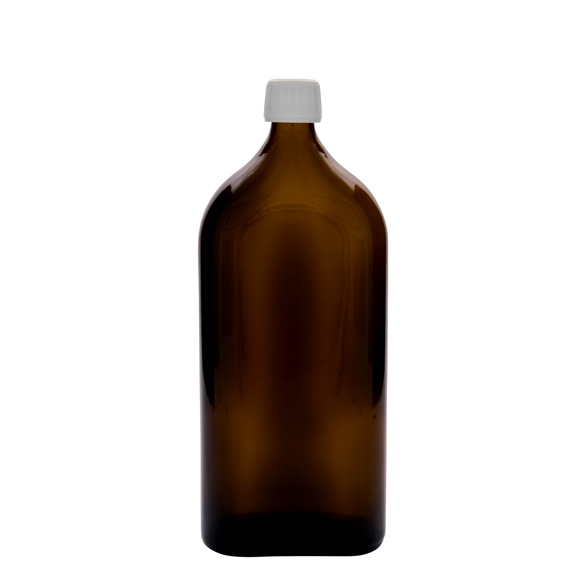 1,000 ml medical bottle Meplat, oval, glass, brown, opening: PP 28