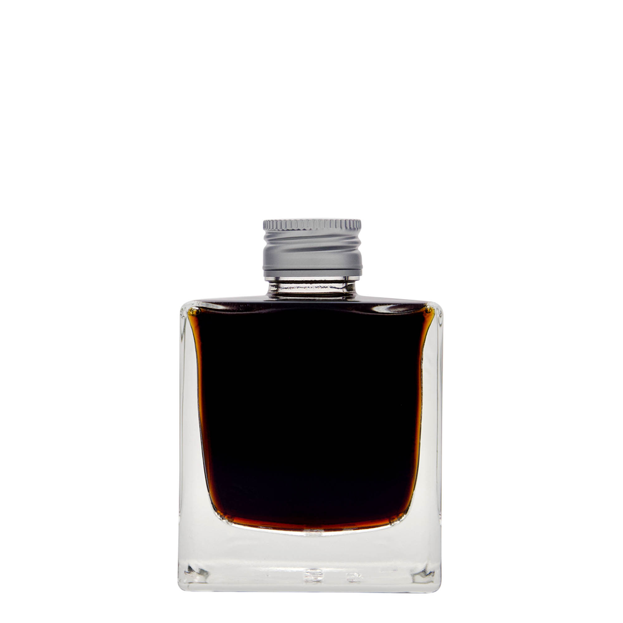 200 ml glass bottle ‘Cube’, square, opening: PP 28