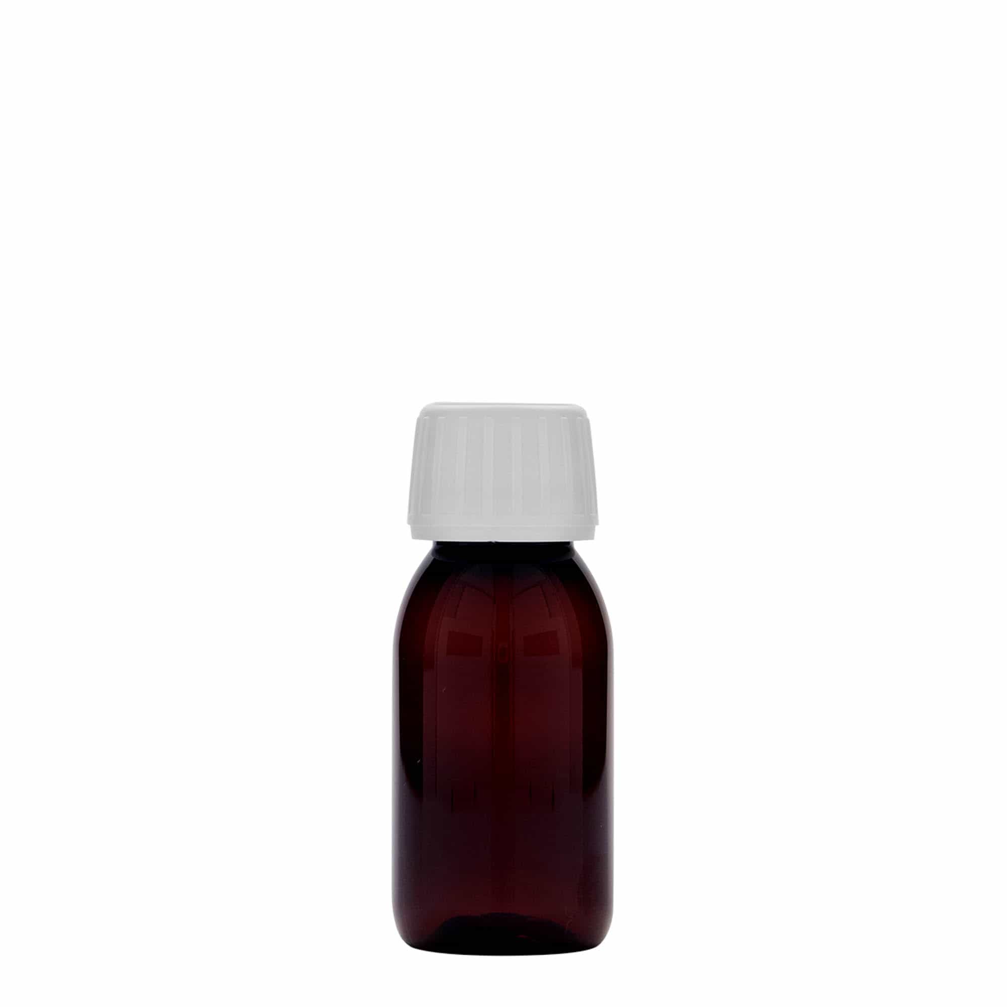 60 ml PET medical bottle, brown, plastic, opening: PP 28