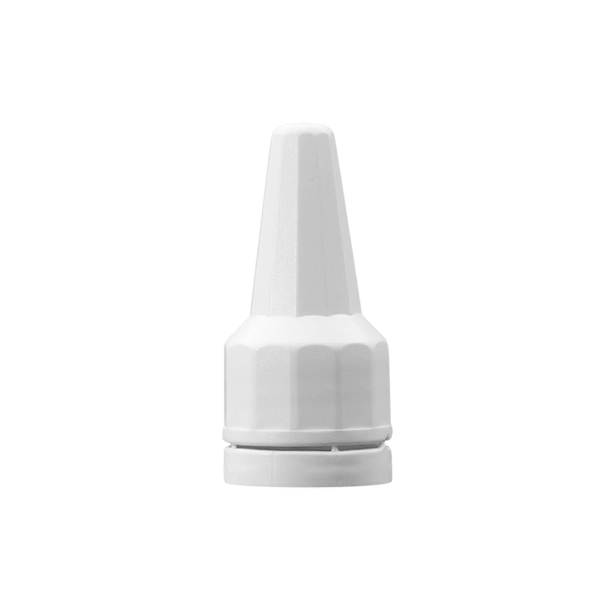 Screw cap with applicator, PE plastic, white, for opening: DIN 18 Screw cap with applicator, PE plastic, white, for opening: DIN 18
