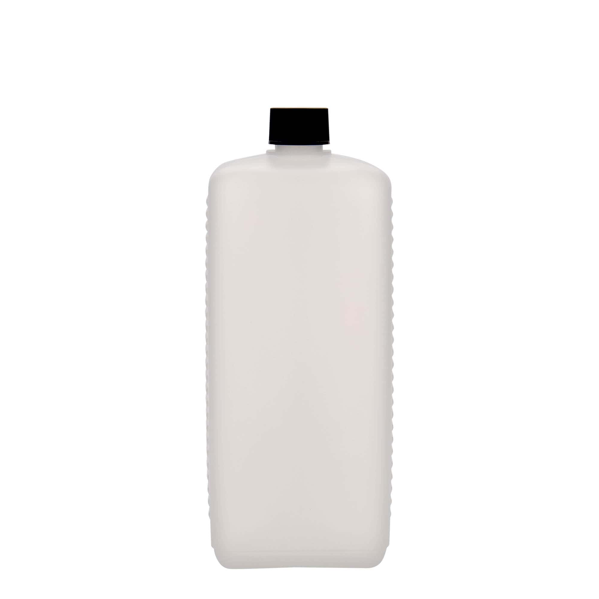 1,000 ml canister bottle, rectangular, HDPE plastic, natural, opening: DIN 25 EPE