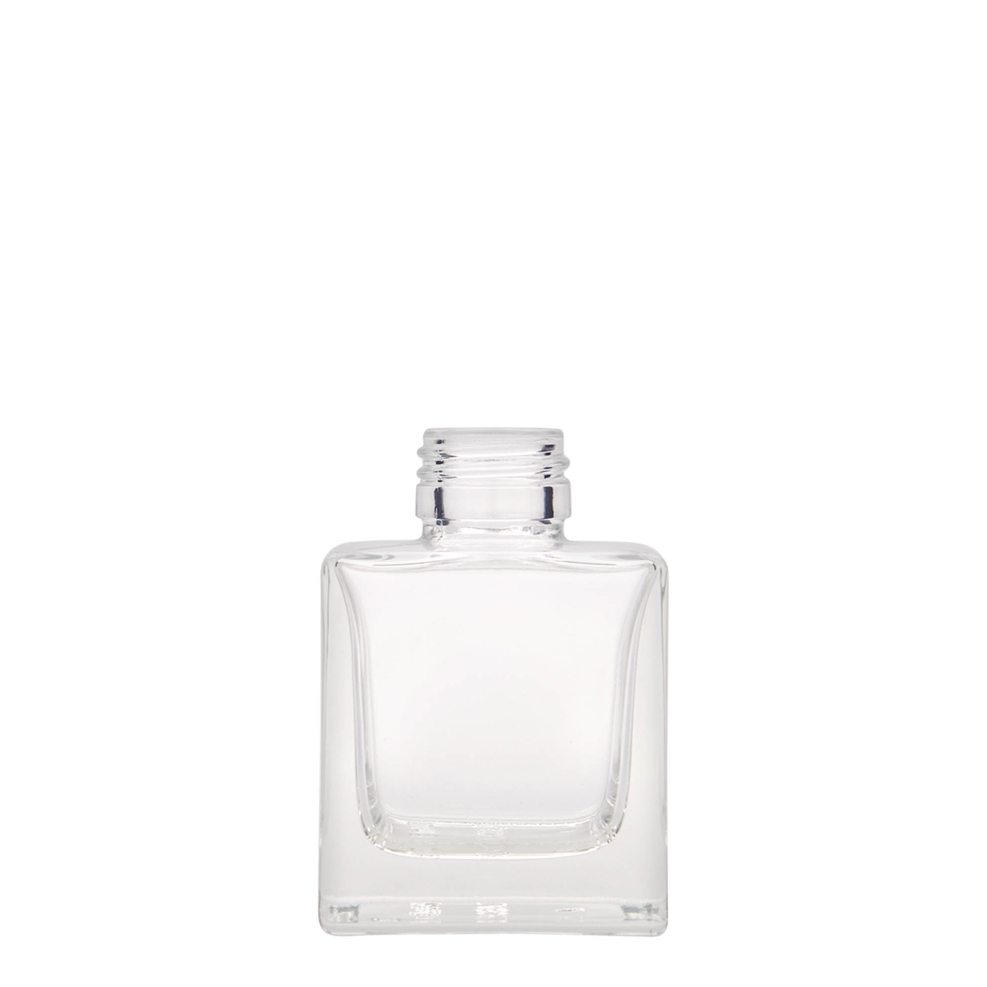 100 ml glass bottle 'Cube', square, opening: PP 28 100 ml glass bottle 'Cube', square, opening: PP 28