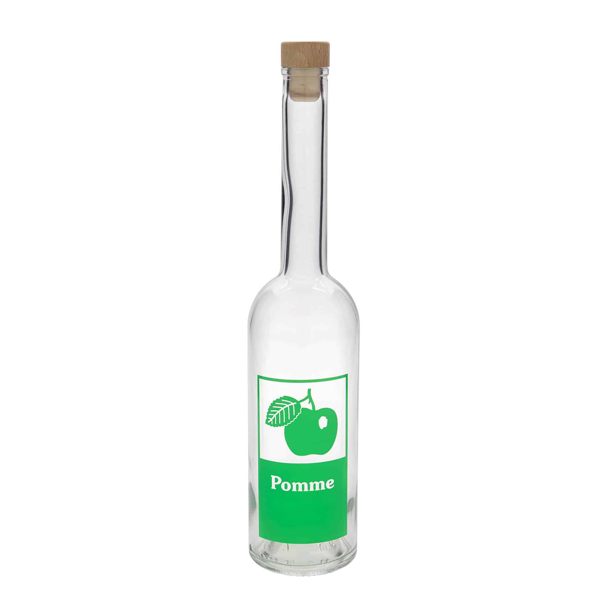 500 ml glass bottle 'Opera', design: apple, opening: cork