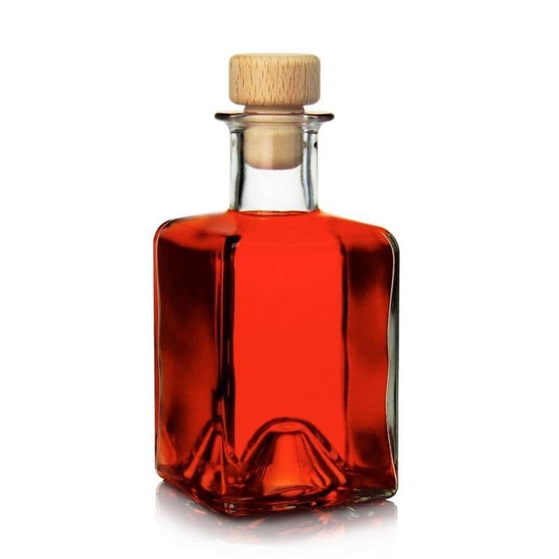 200 ml glass bottle 'Kubica', square, closure: cork