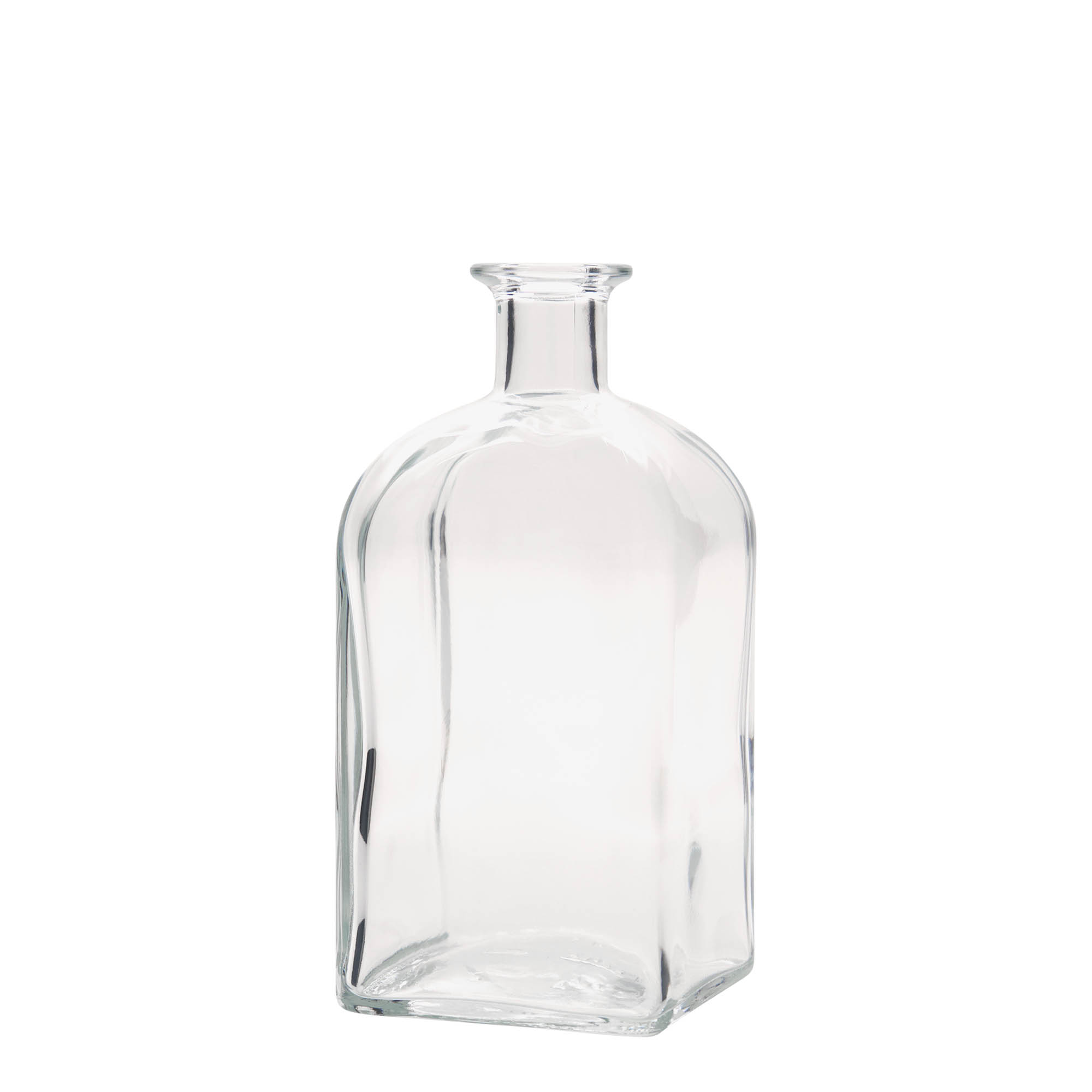 700 ml glass bottle Apothecary Carré, square, opening: cork
