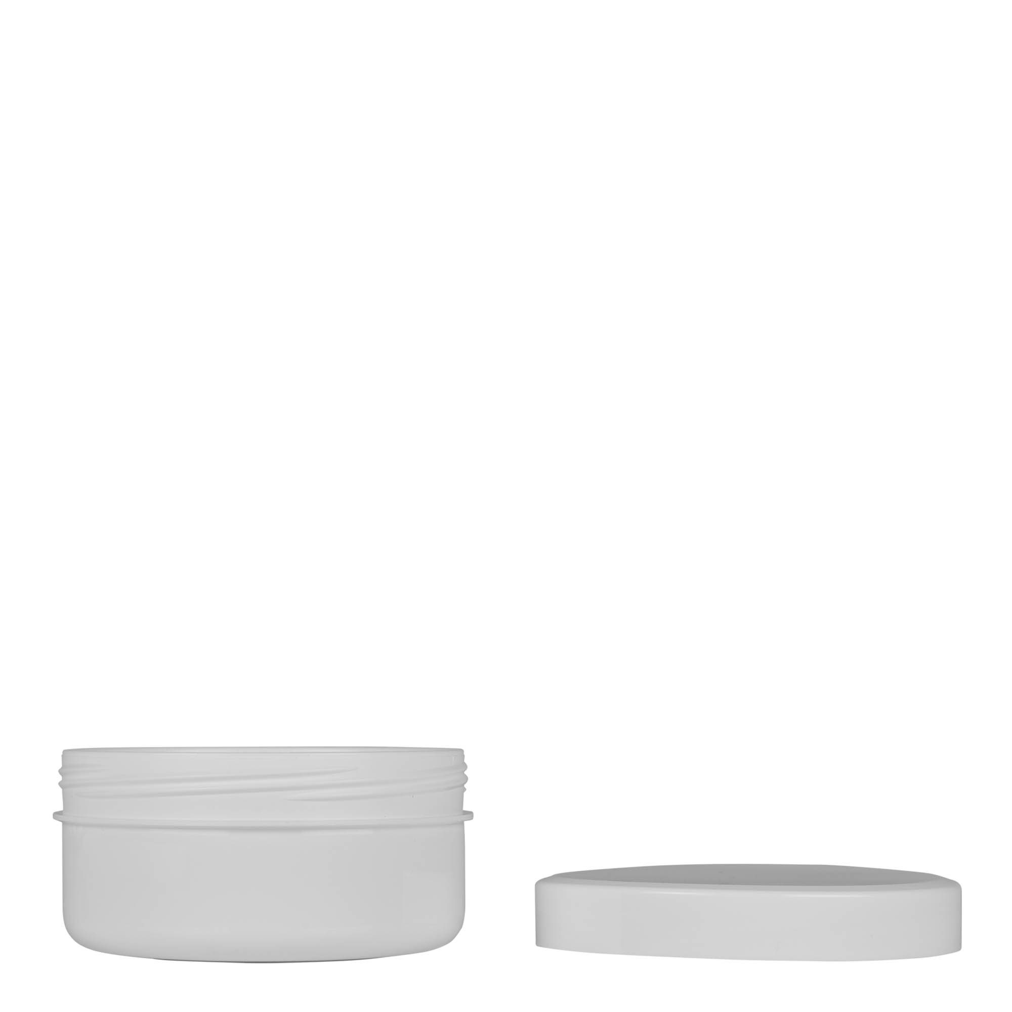 250 ml plastic jar 'White Line', PP, white, opening: screw cap 250 ml plastic jar 'White Line', PP, white, opening: screw cap