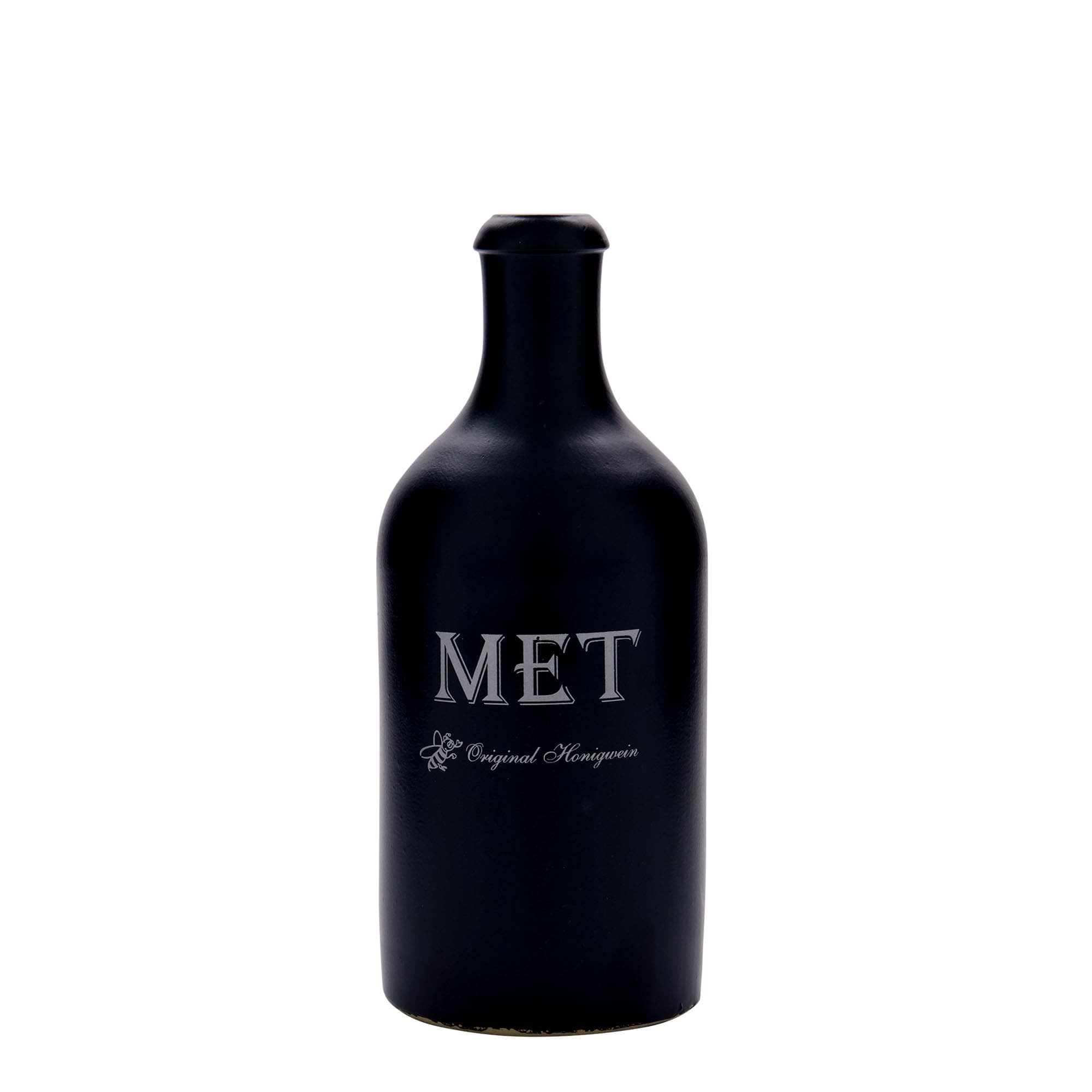 500 ml clay jug, motif: mead, stoneware, black, opening: cork