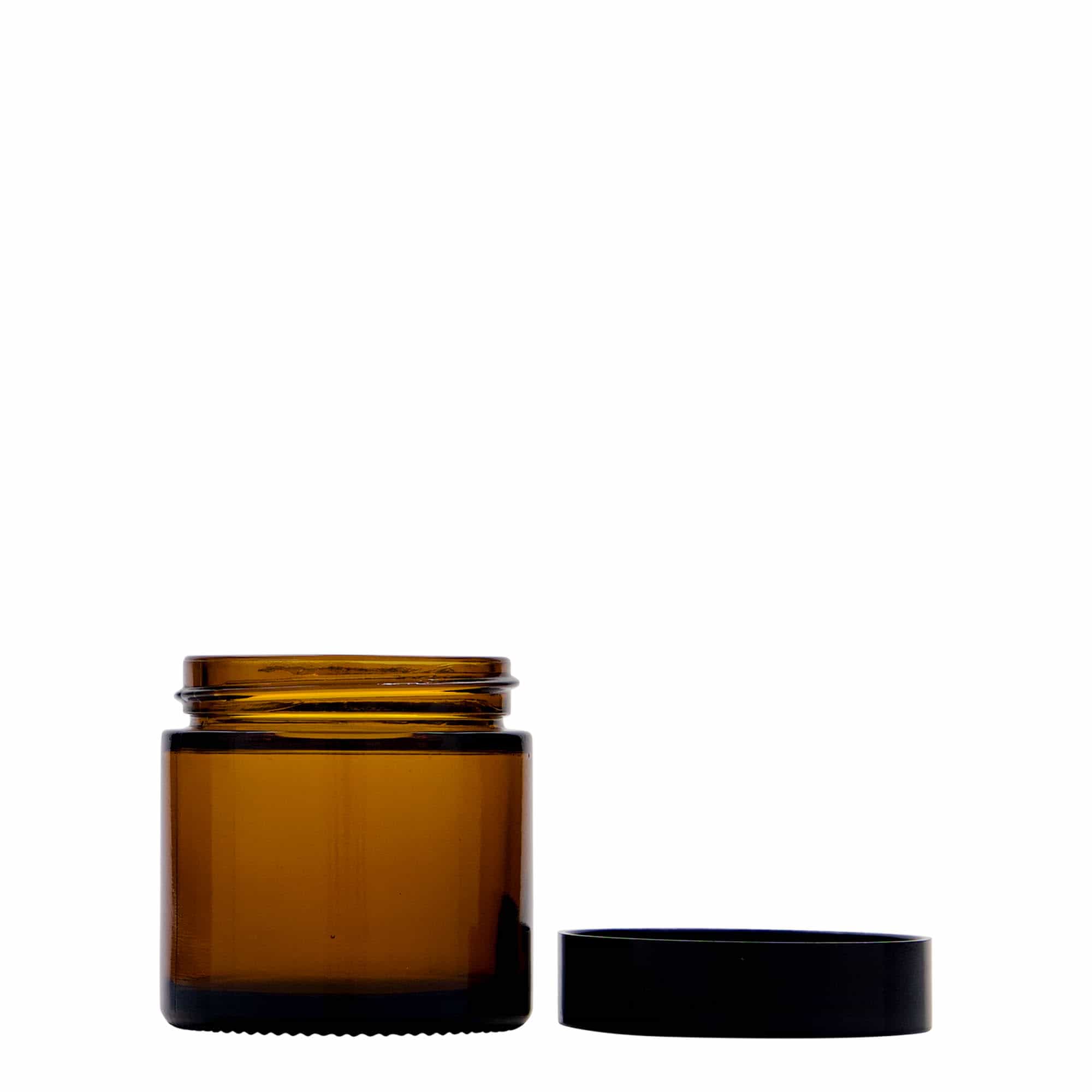 60 ml jar ‘Brown Line’, glass, brown, opening: screw cap