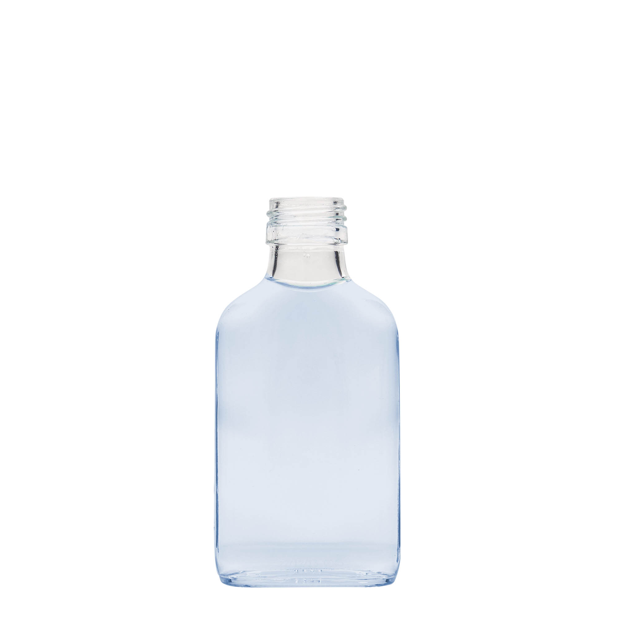 100 ml pocket bottle, rectangular, glass, opening: PP 28 100 ml pocket bottle, rectangular, glass, opening: PP 28