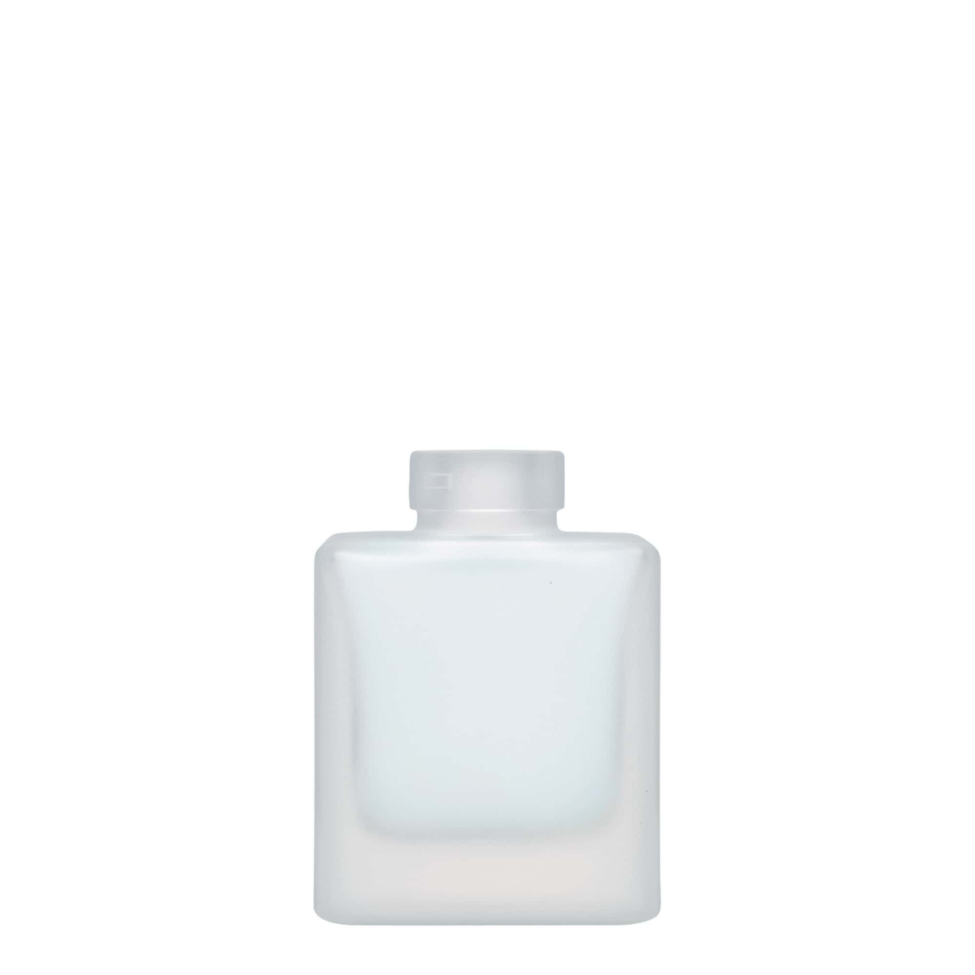 100 ml glass bottle 'Cube', square, frosted, opening: cork