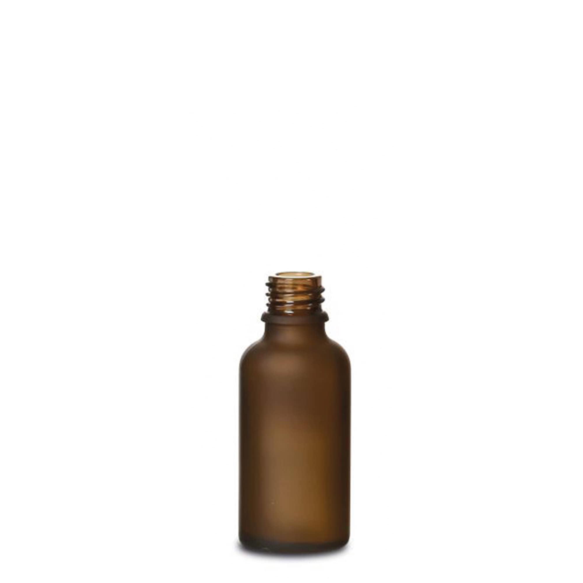 30 ml medicine bottle, glass, brown frosted, opening: DIN 18