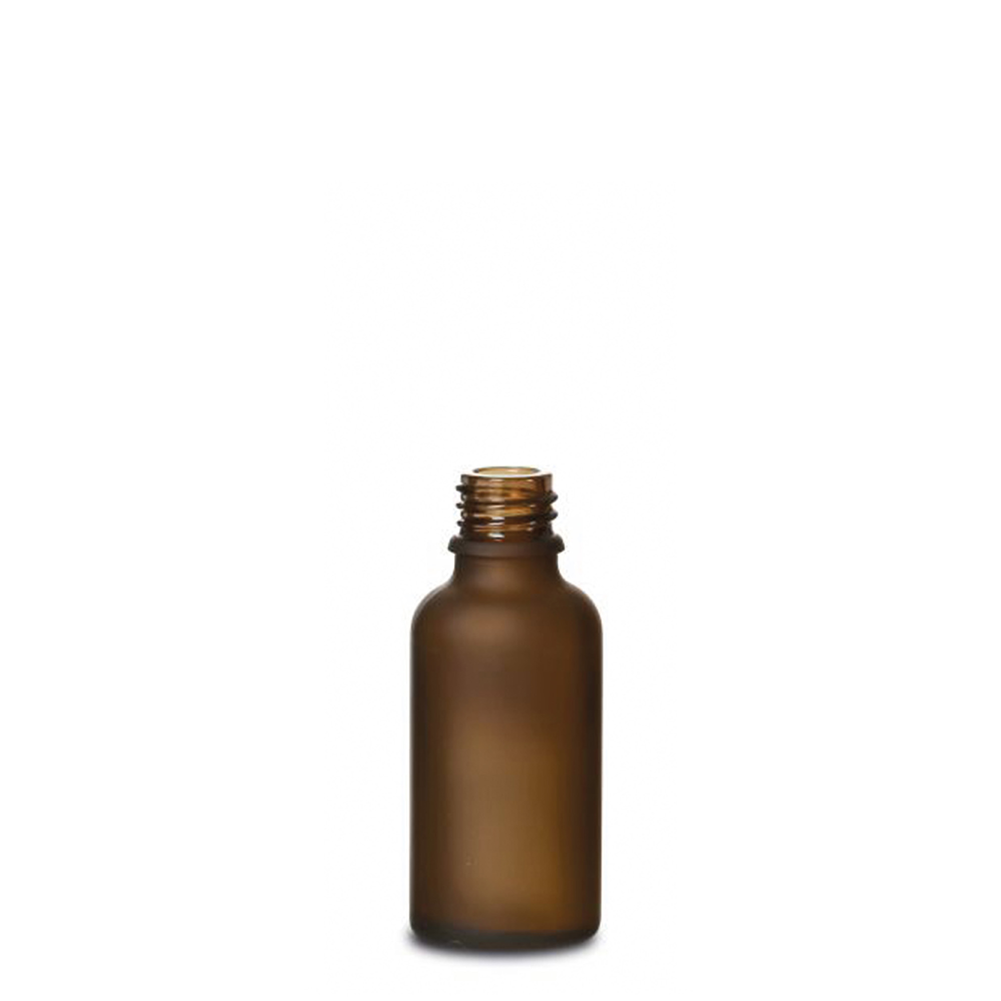 30 ml medicine bottle, glass, brown frosted, opening: DIN 18
