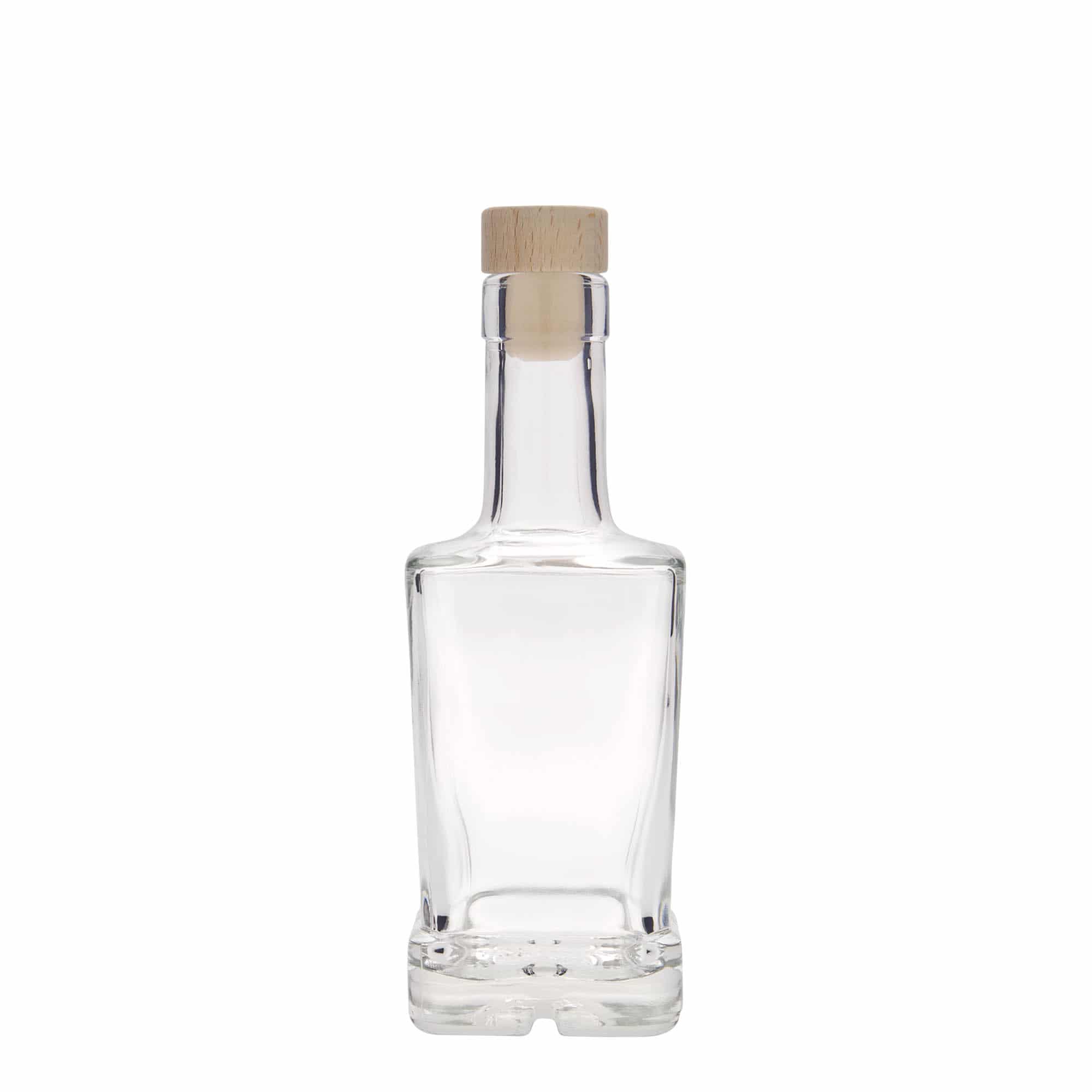 250 ml glass bottle 'Rene', square, opening: cork