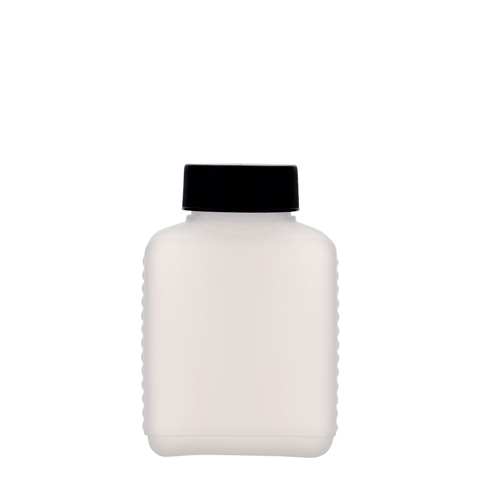 250 ml wide-neck bottle, rectangular, HDPE plastic, natural, opening: DIN 40 EPE 250 ml wide-neck bottle, rectangular, HDPE plastic, natural, opening: DIN 40 EPE