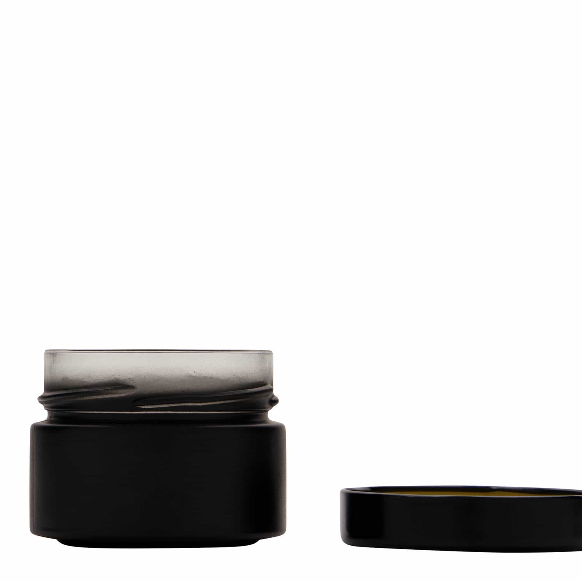 130 ml round glass 'Aurora', black, opening: Deep-Twist-Off (DTO 66)