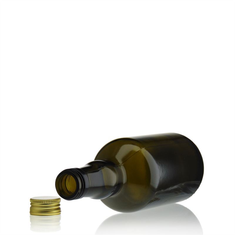 500 ml glass bottle 'Olona', antique green, opening: PP 31.5