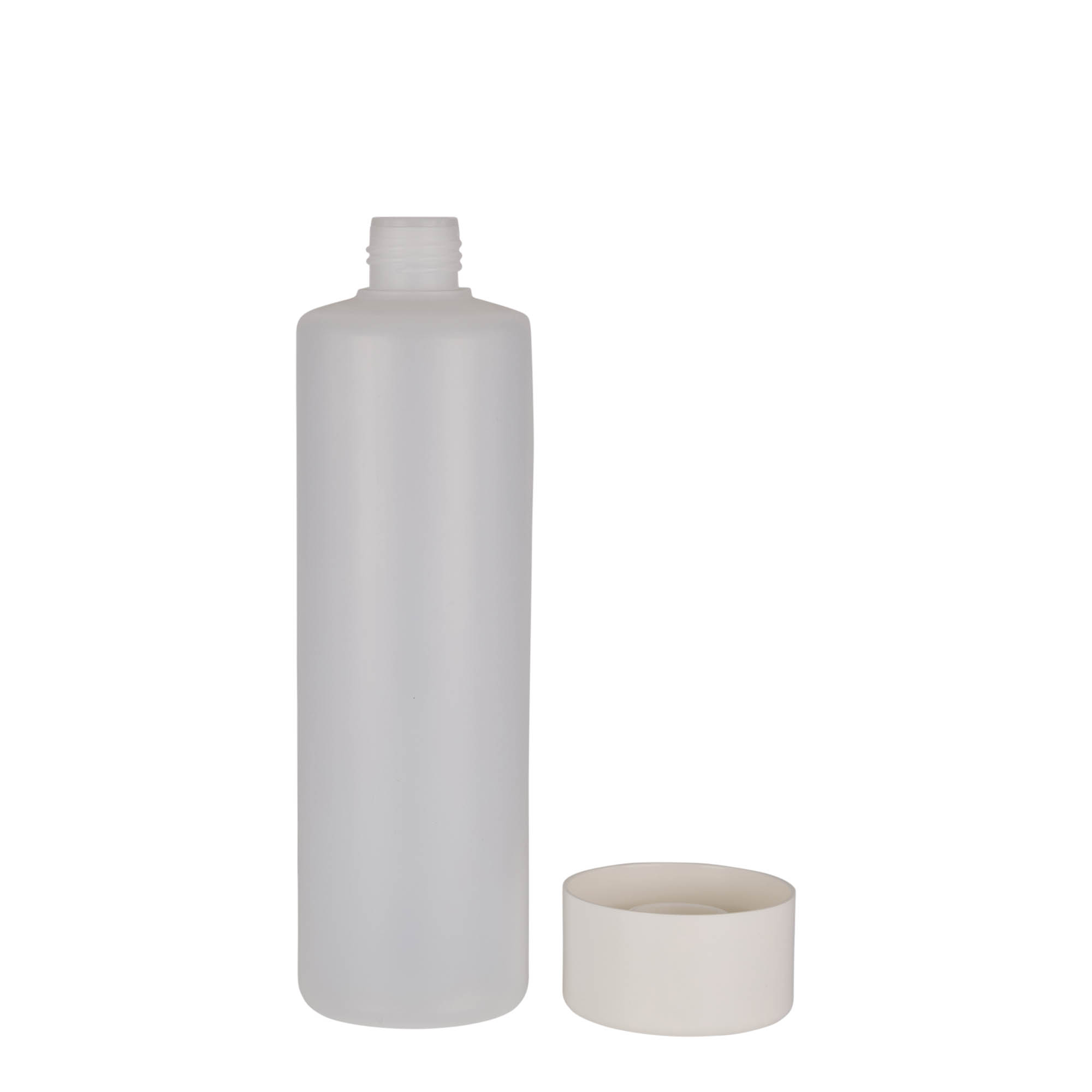 500 ml round bottle, PE plastic, natural, opening: screw cap 500 ml round bottle, PE plastic, natural, opening: screw cap