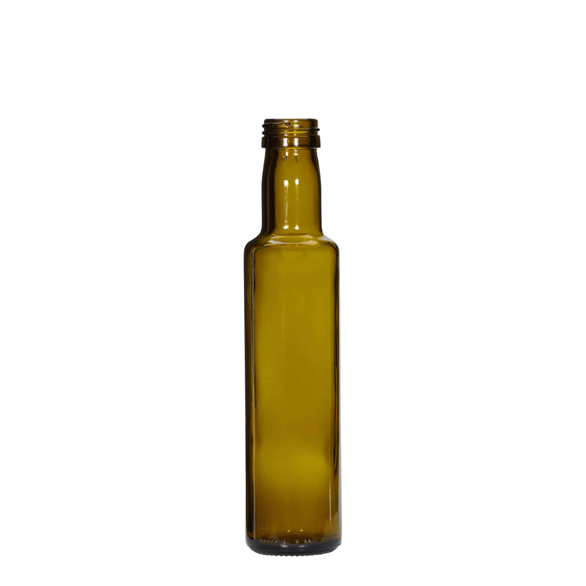 250 ml glass bottle ‘Dorica’, antique green, opening: PP 31.5