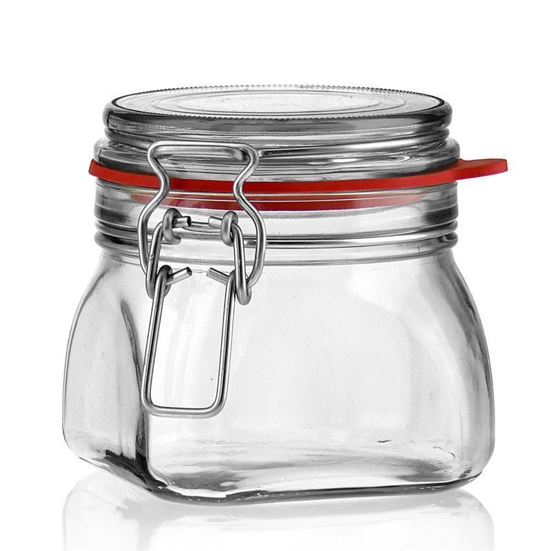 550 ml clip top jar, square, closure: clip top