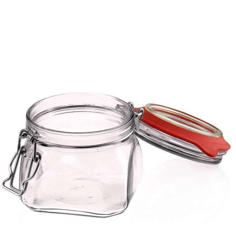 550 ml clip top jar, square, closure: clip top