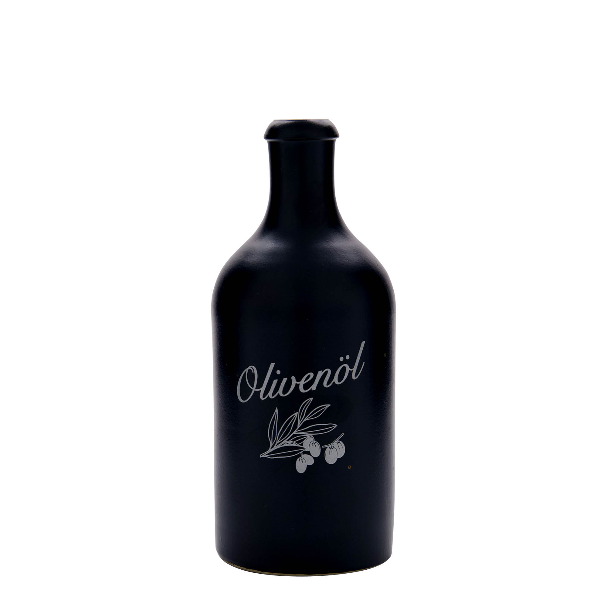 500 ml earthenware jug, motif: olive oil, stoneware, black, opening: cork 500 ml earthenware jug, motif: olive oil, stoneware, black, opening: cork