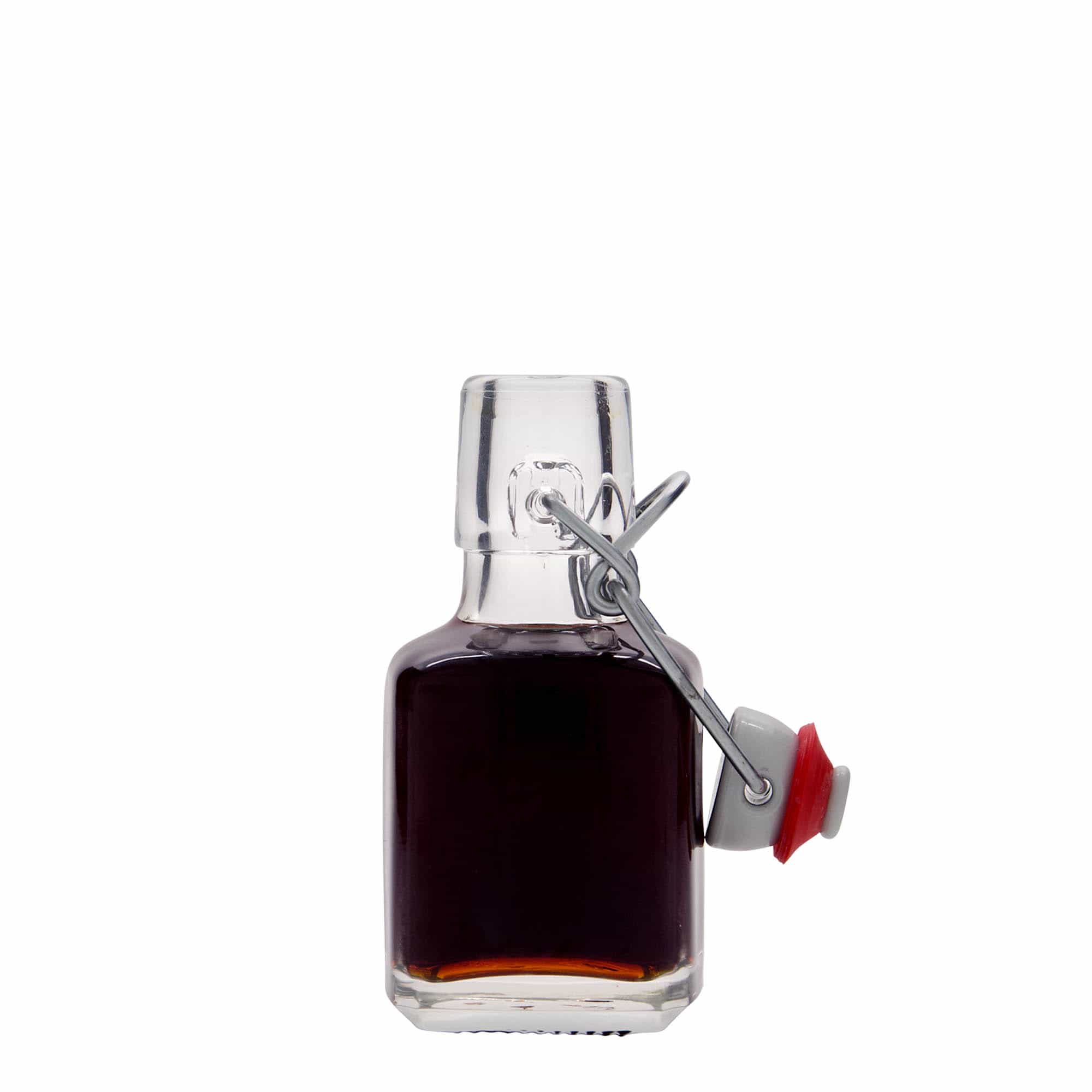 100 ml glass bottle 'Kubica', square, closure: swing top