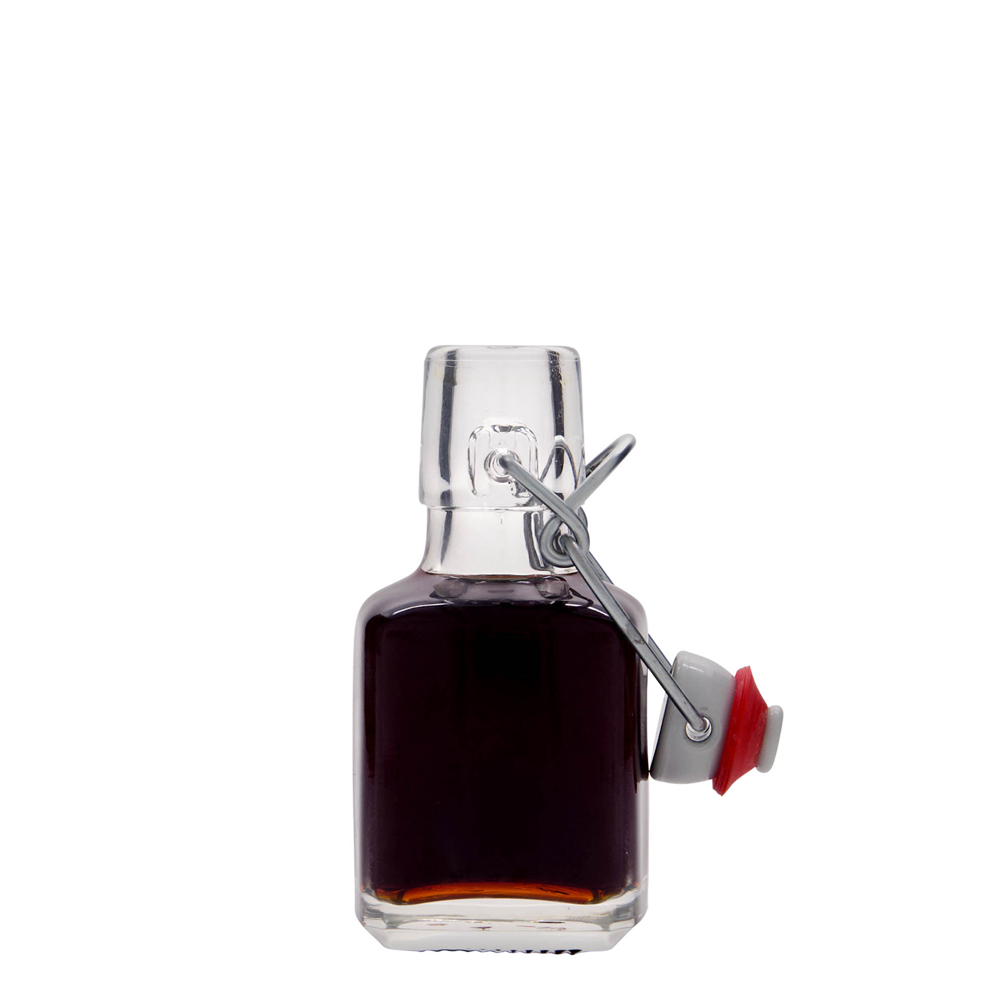100 ml glass bottle 'Kubica', square, opening: swing top closure