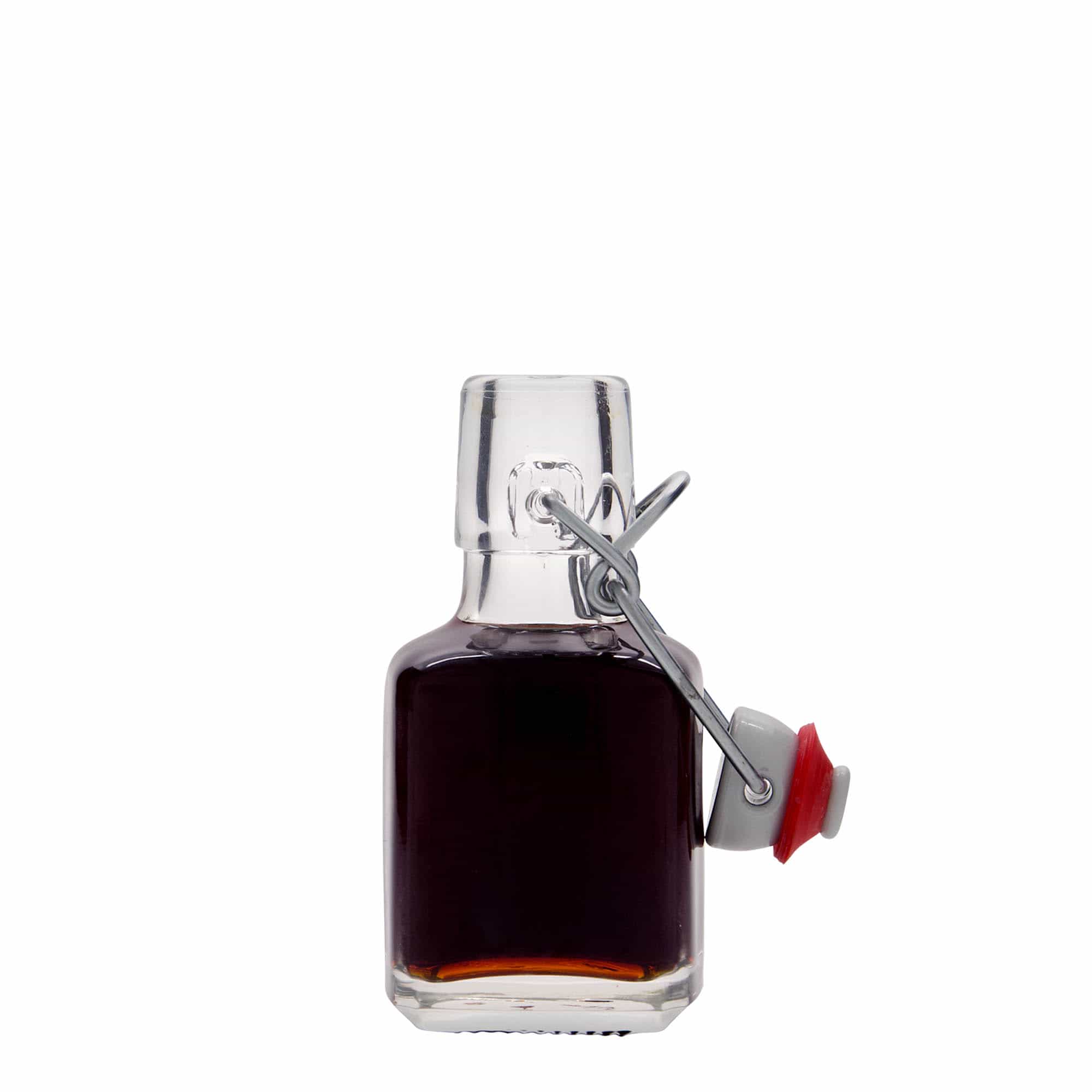 100 ml glass bottle ‘Kubica’, square, opening: swing top closure
