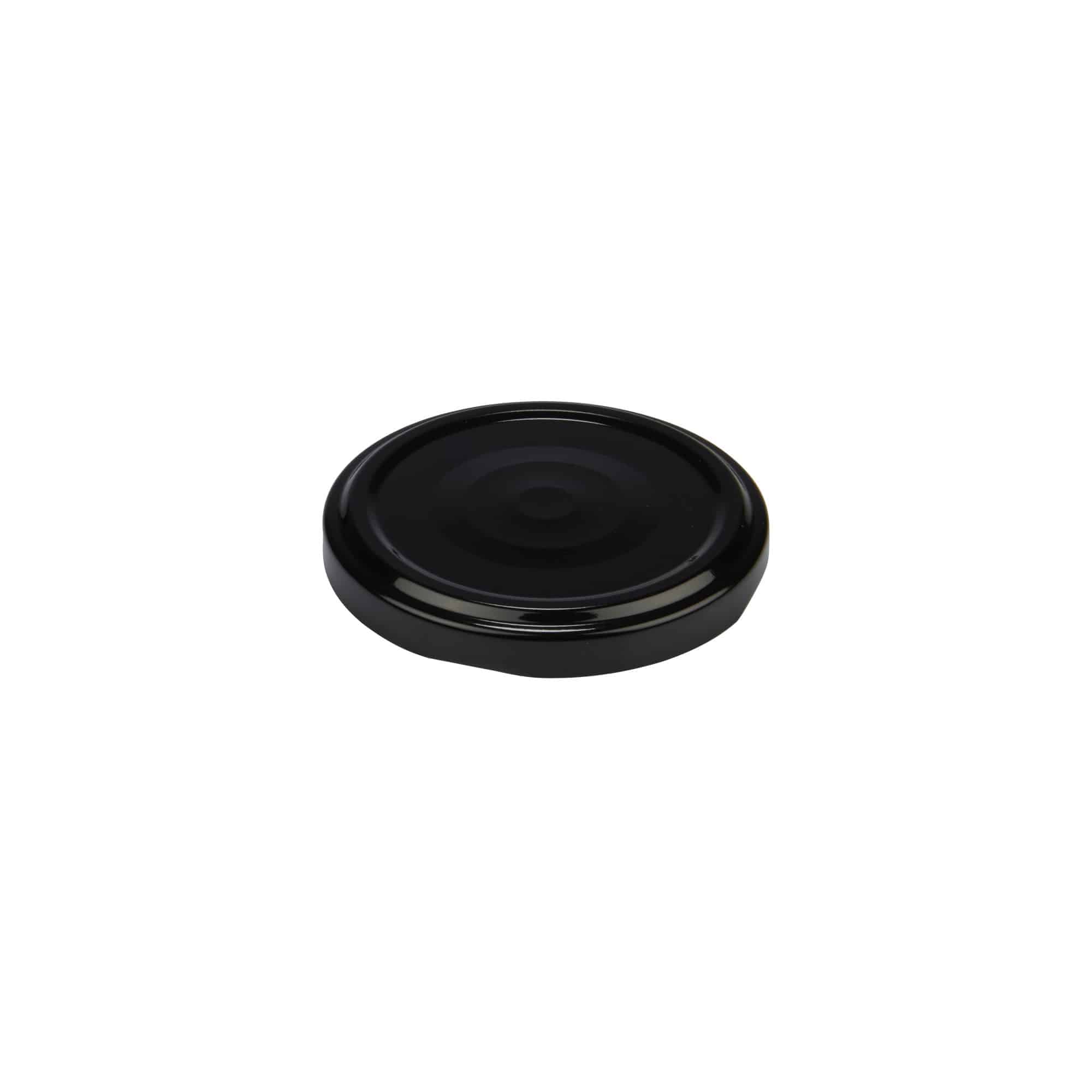 Twist-off lid, tinplate, black, for opening: TO 63