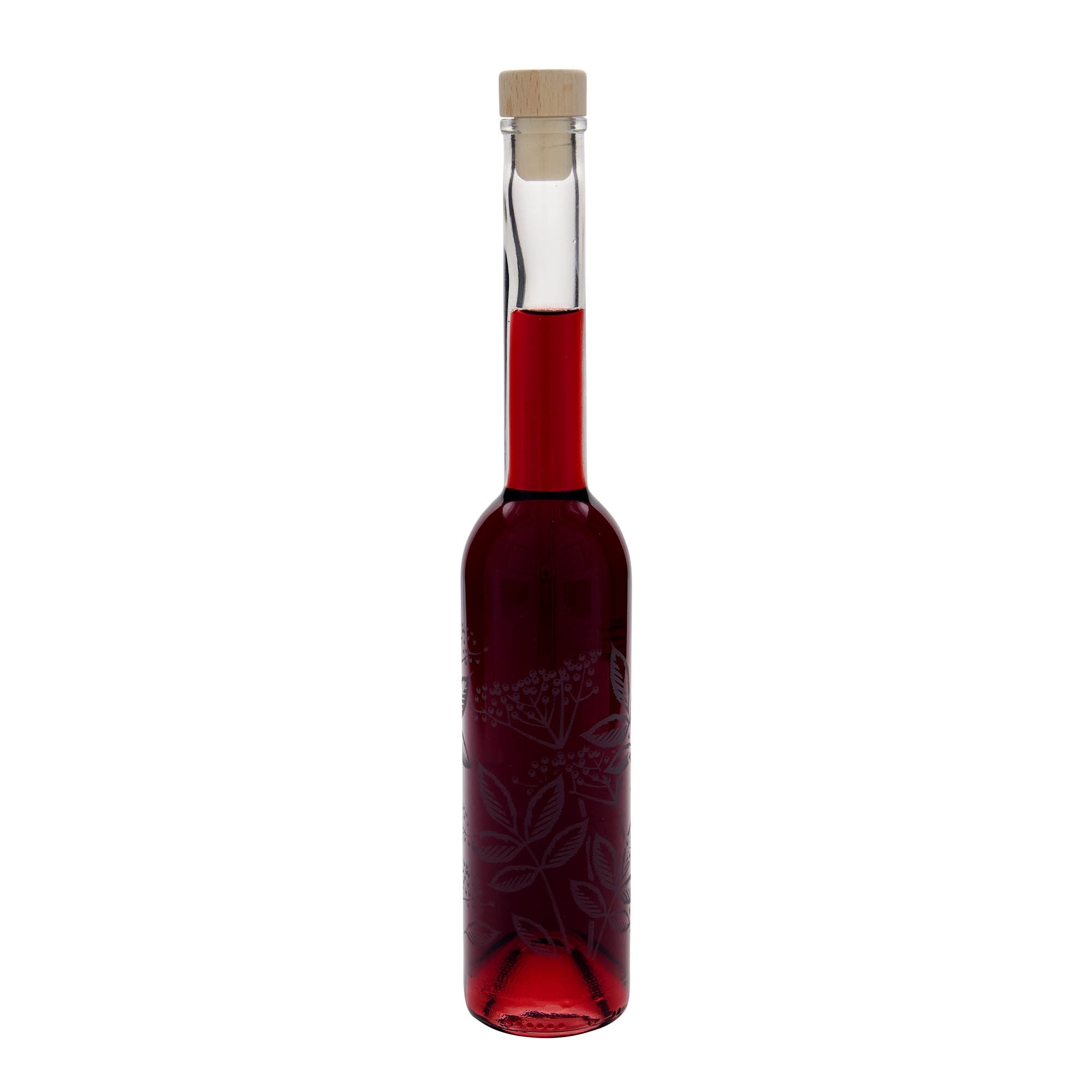350 ml glass bottle 'Opera', design: elderberry, opening: cork