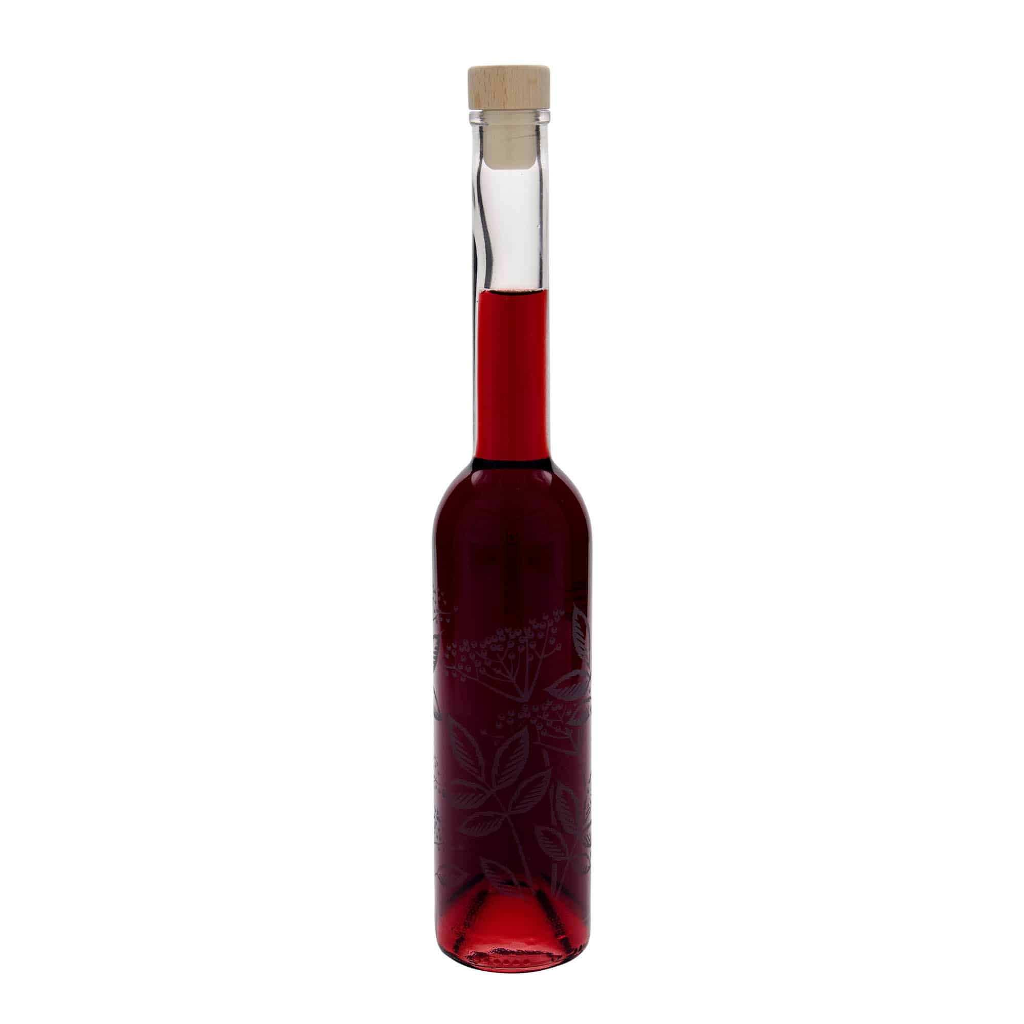 350 ml glass bottle 'Opera', design: elderberry, opening: cork