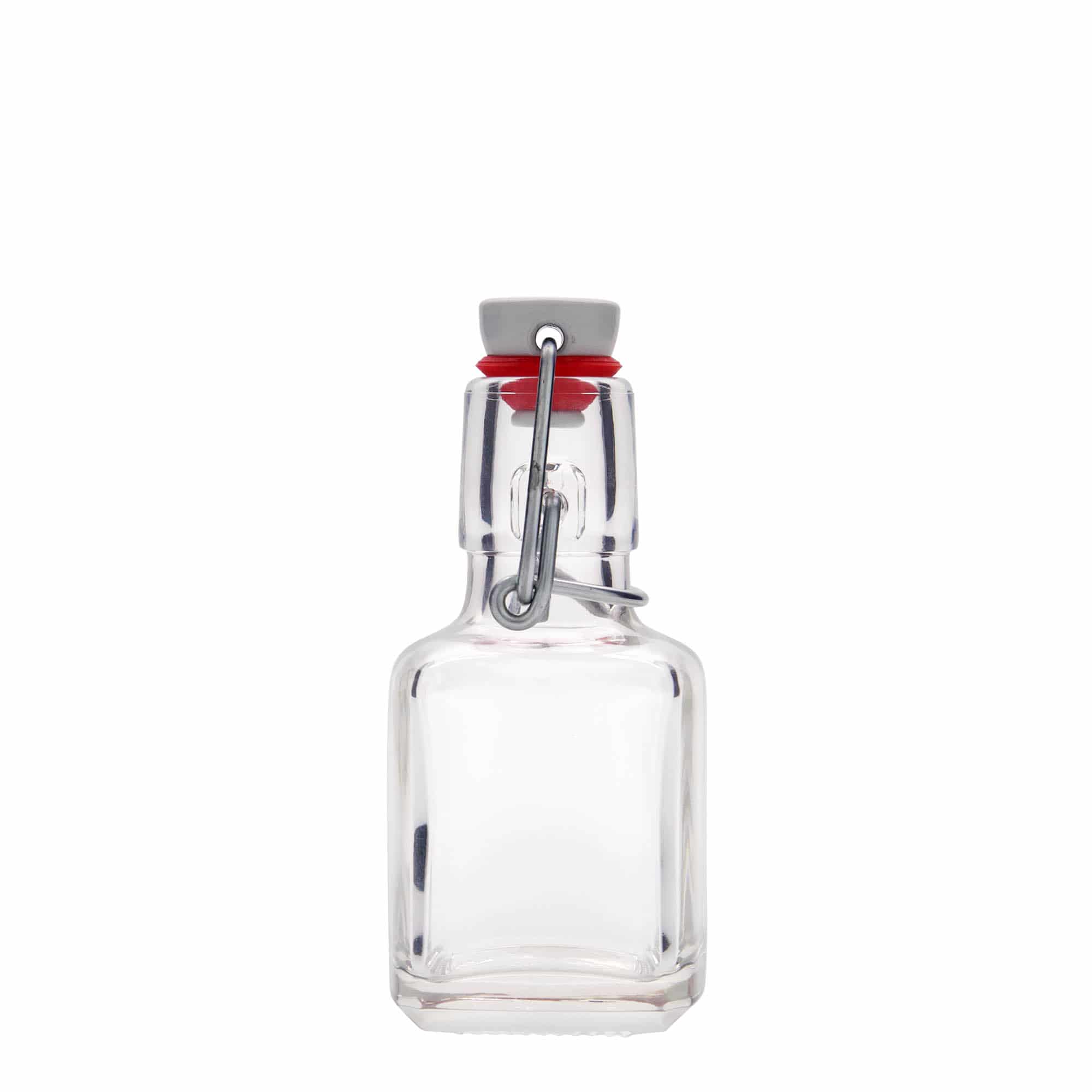 100 ml glass bottle ‘Kubica’, square, opening: swing top closure
