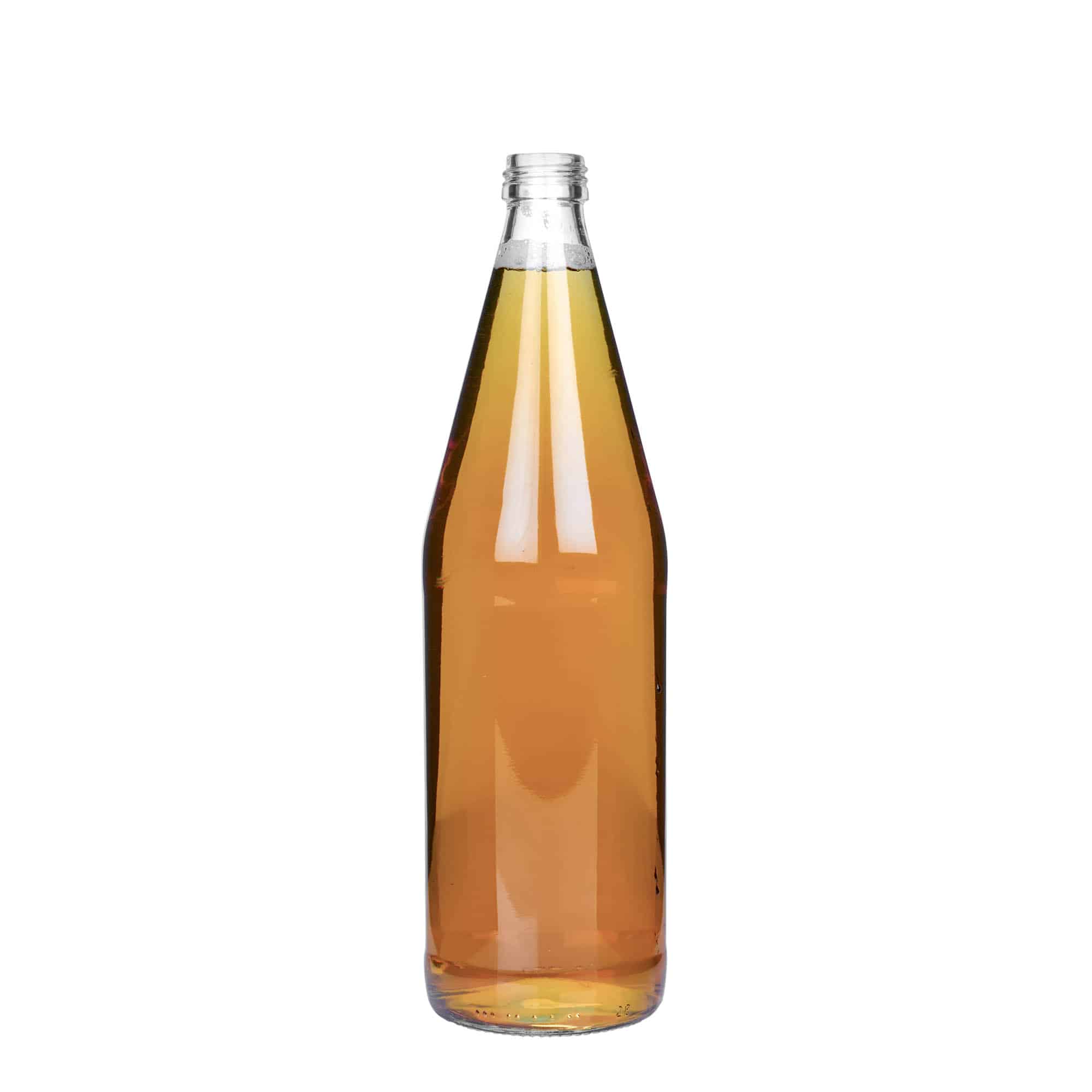 750 ml universal bottle carrot shape, glass, opening: PP 28 750 ml universal bottle carrot shape, glass, opening: PP 28